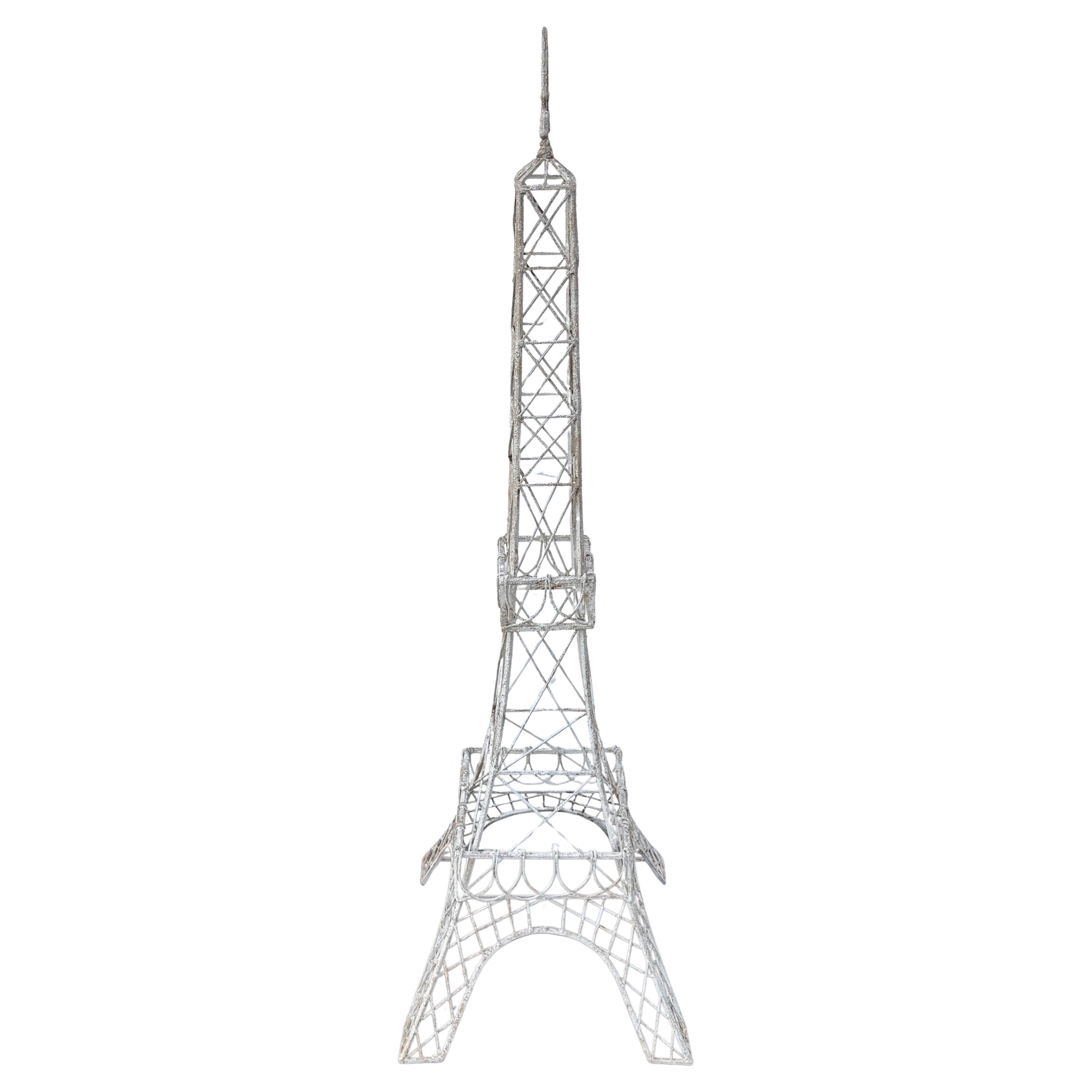 Mid-Century Modern Large Iconic Painted Metal Eiffel Tower Statue Centerpiece For Sale