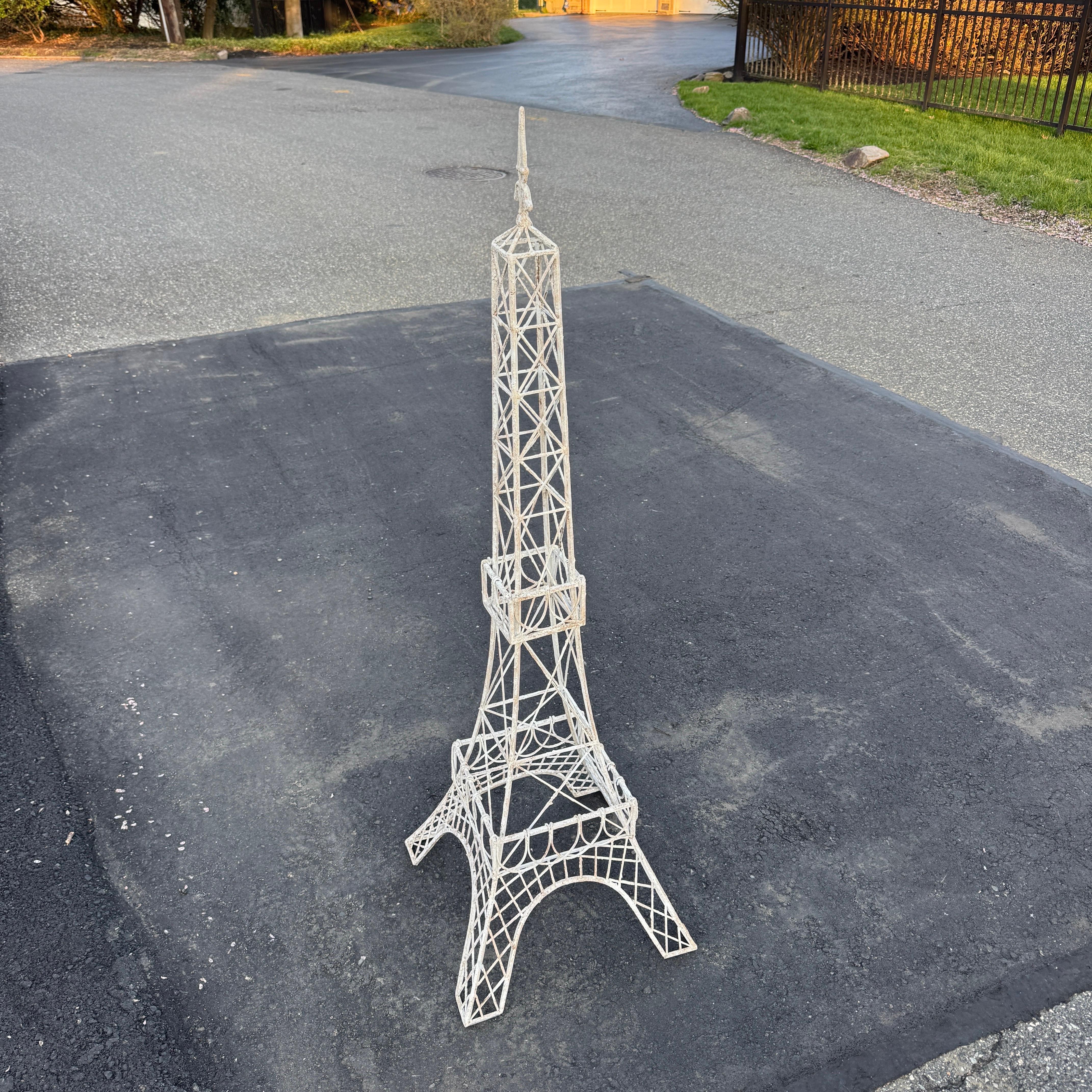French Large Iconic Painted Metal Eiffel Tower Statue Centerpiece For Sale