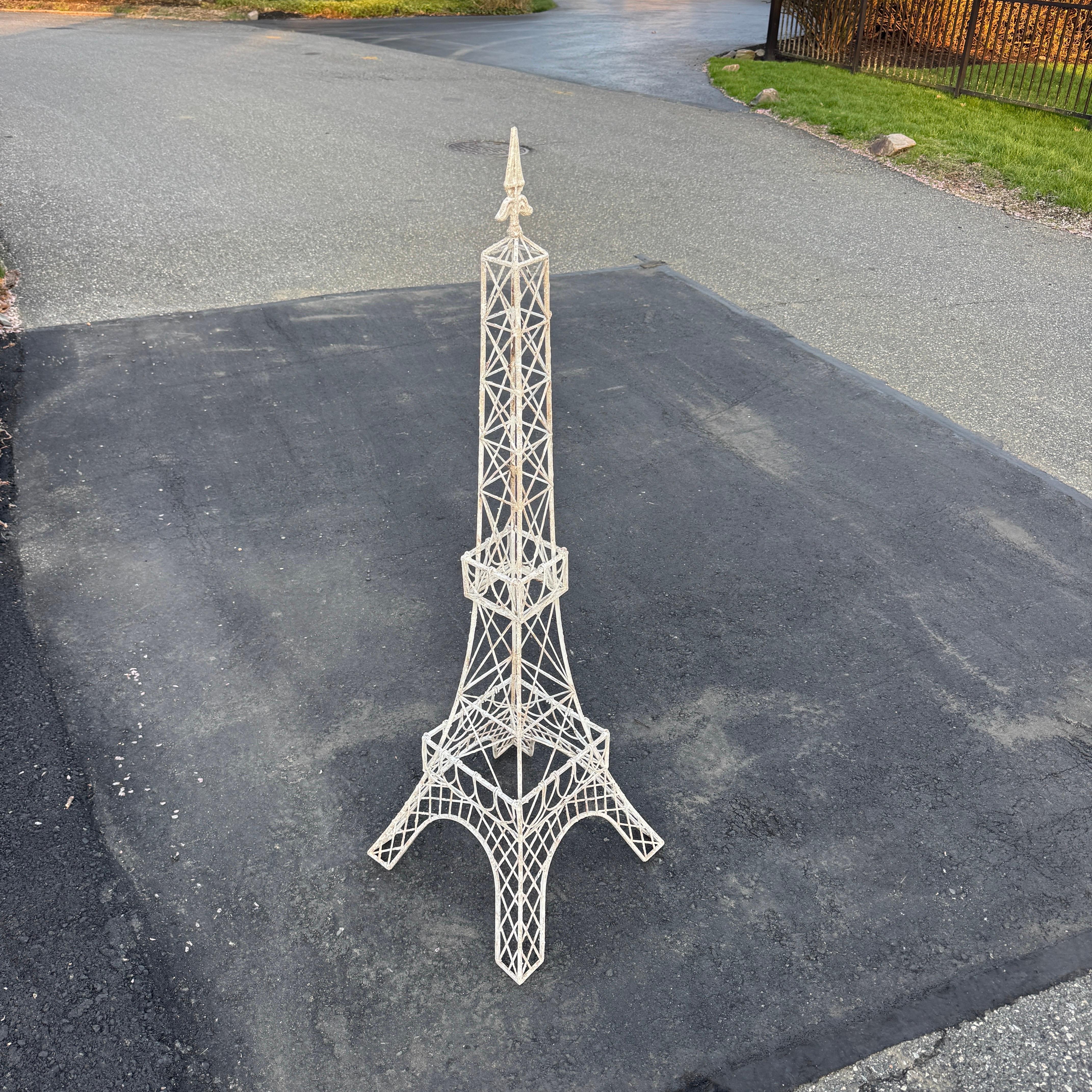 Hand-Crafted Large Iconic Painted Metal Eiffel Tower Statue Centerpiece For Sale