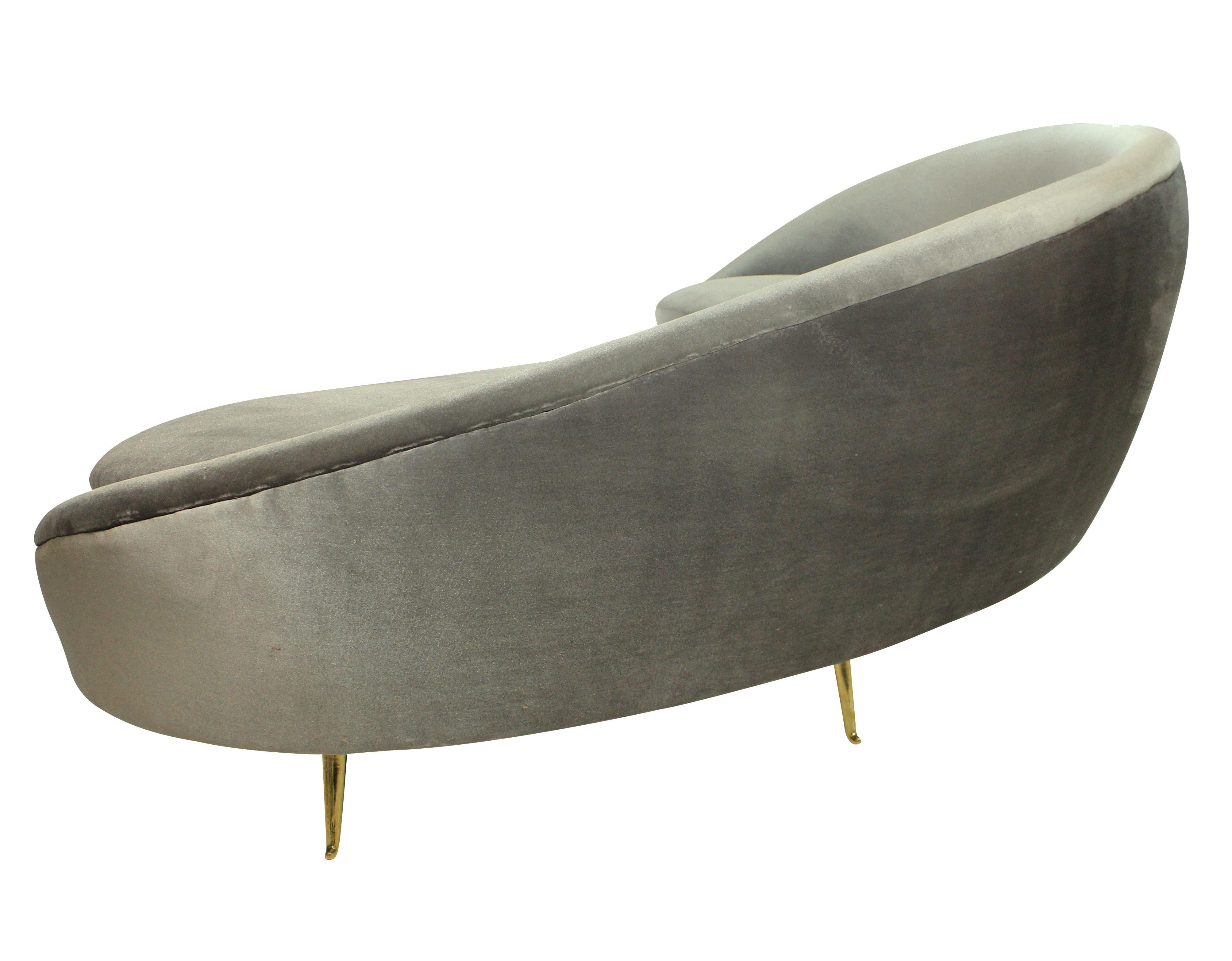 Italian Large Iconic Sculptural Curved Sofa in the Style of Ico Parisi
