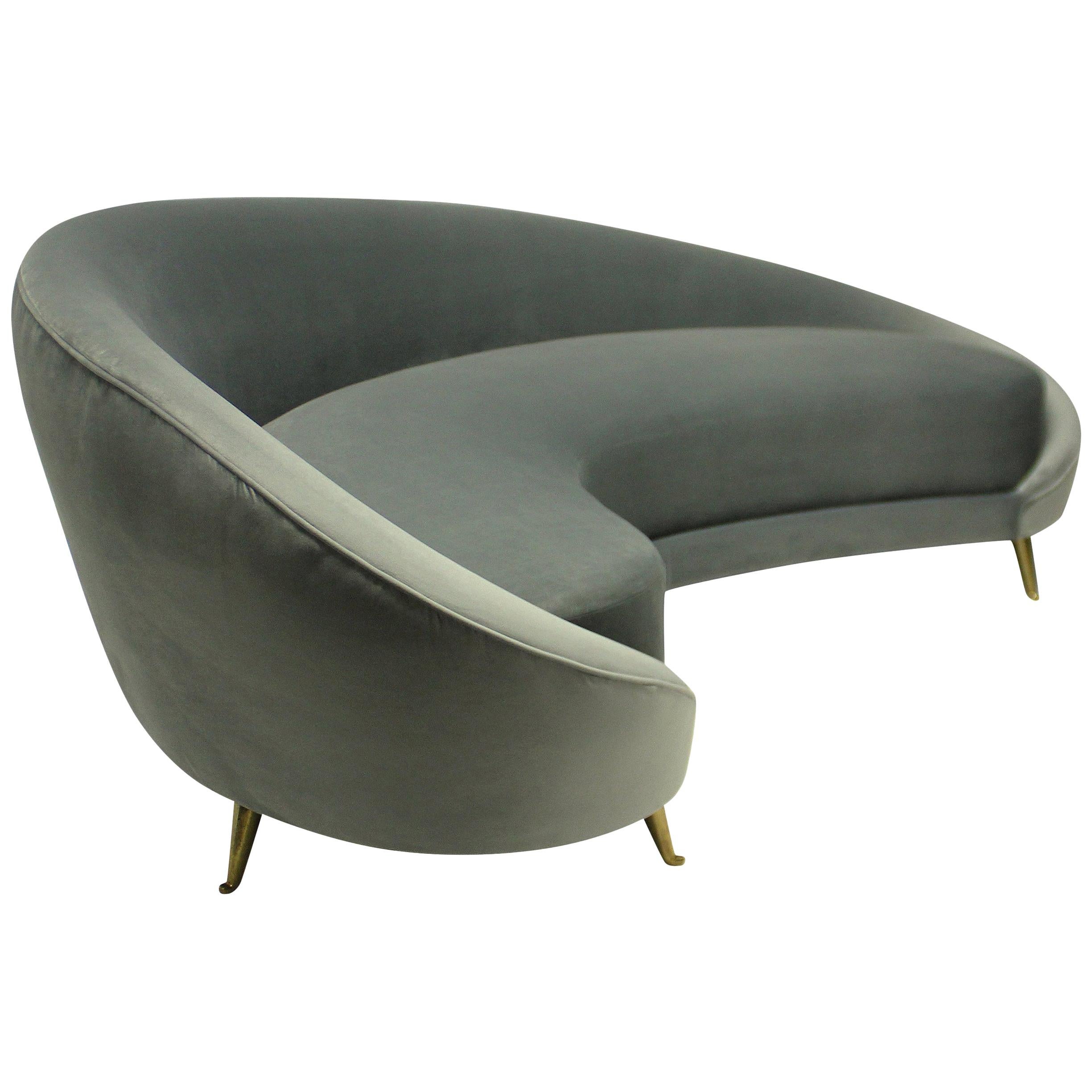 Large Iconic Sculptural Curved Sofa in the Style of Ico Parisi