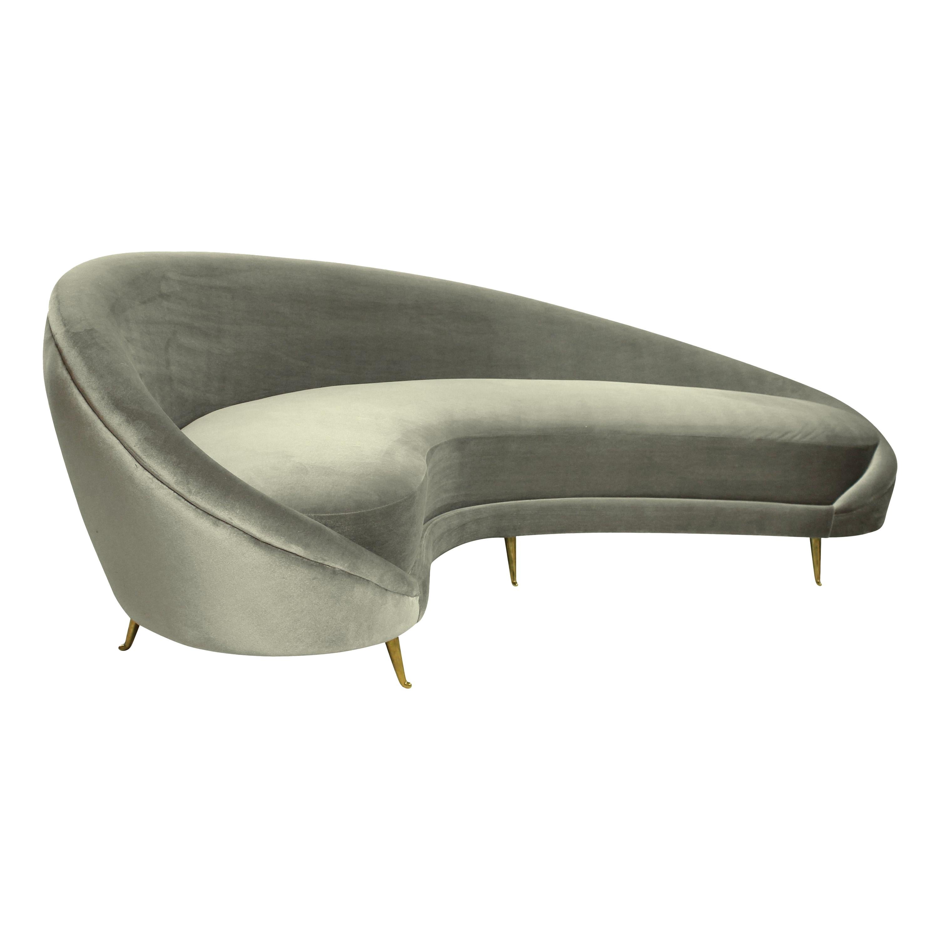 Large Iconic Sculptural Curved Sofa in the Style of Ico Parisi For Sale