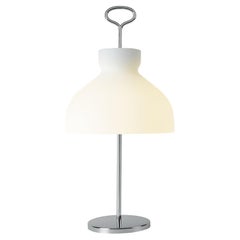 Large Ignazio Gardella 'Arenzano' Table Lamp in Chrome and Glass for Tato Italia