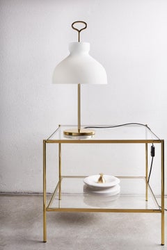 Large Ignazio Gardella 'Arenzano' Table Lamp in Satin Bronze and Glass
