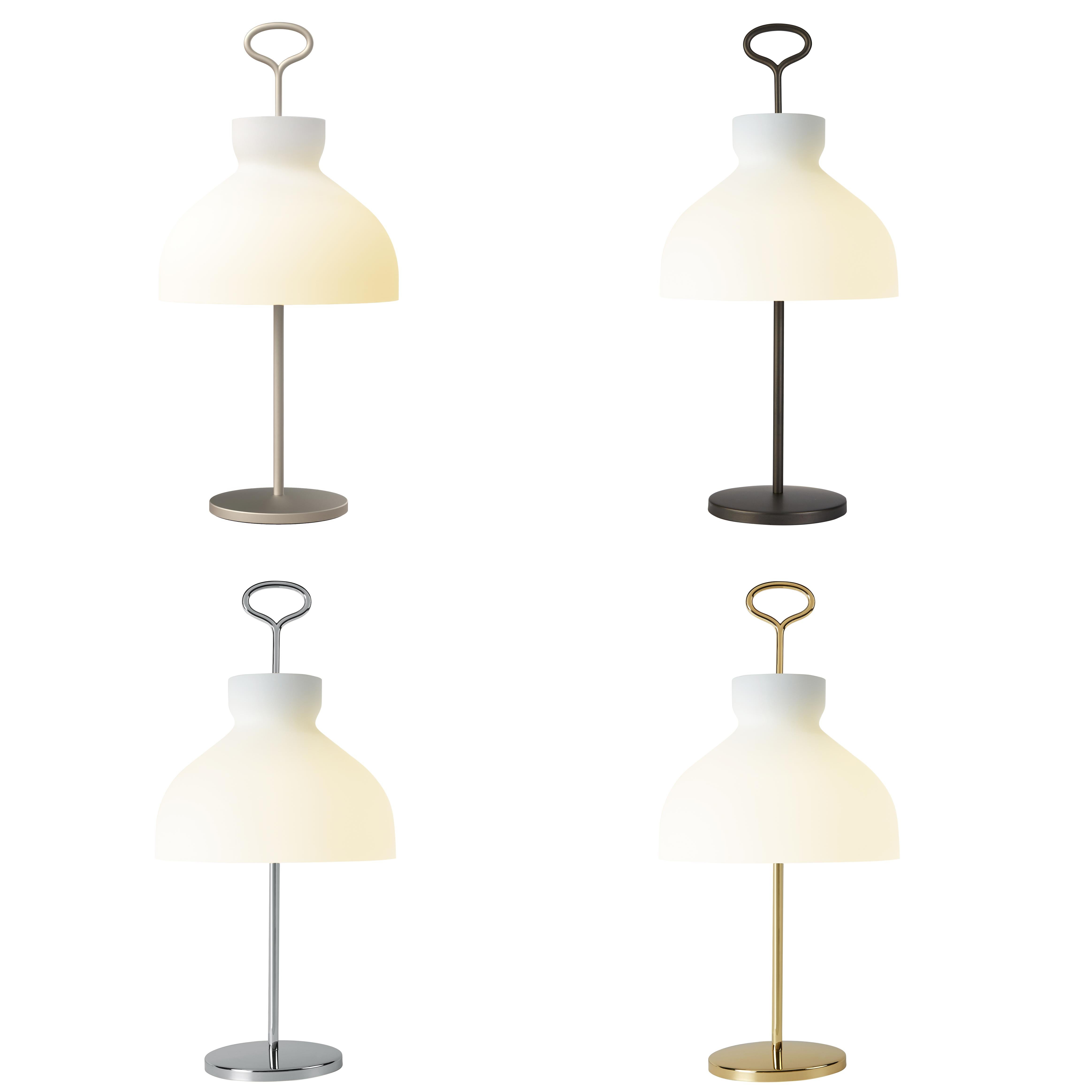 Contemporary Large Ignazio Gardella 'Arenzano' Table Lamp in Satin Nickel and Glass For Sale
