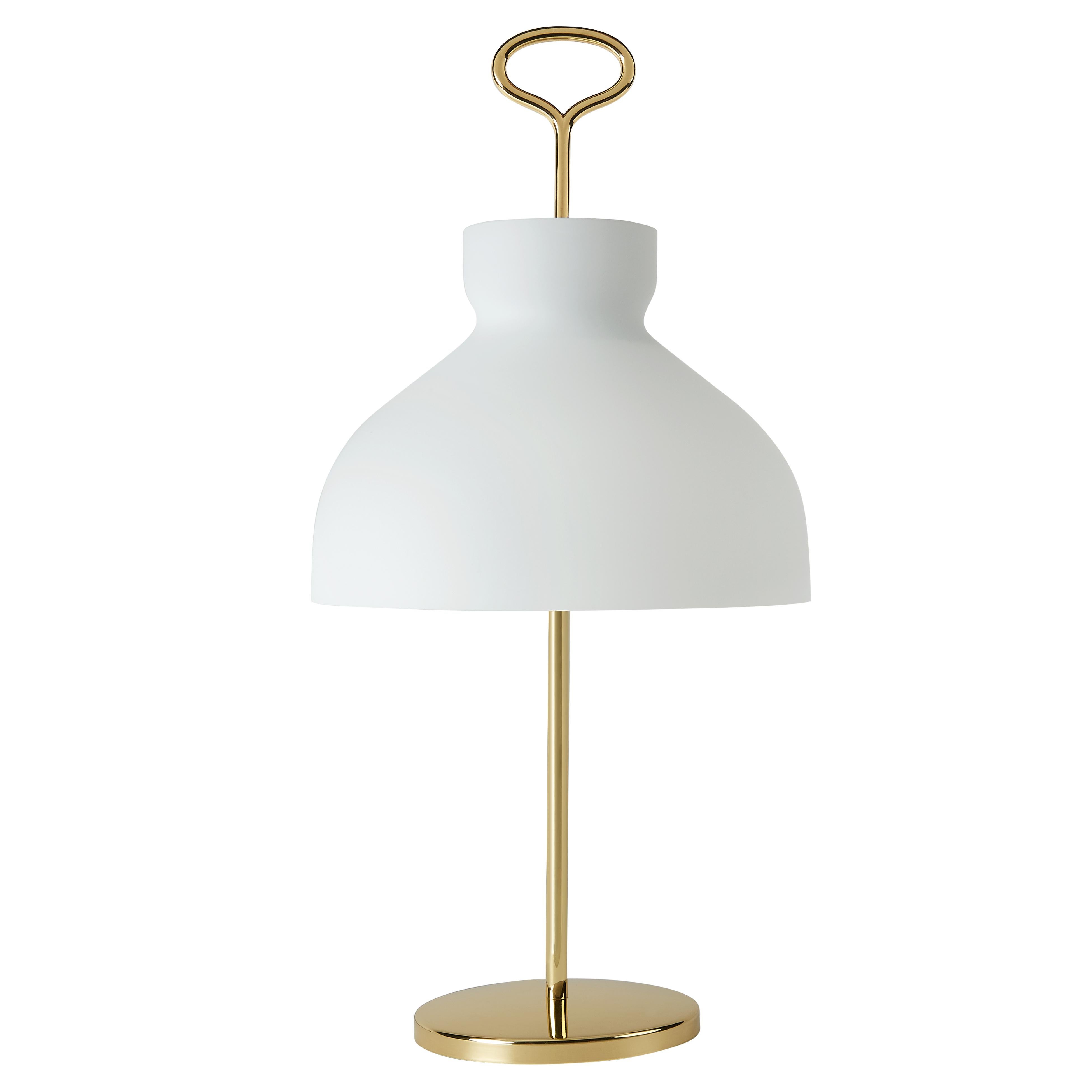 Opaline Glass Large Ignazio Gardella 'Arenzano' Table Lamp in Satin Nickel and Glass For Sale