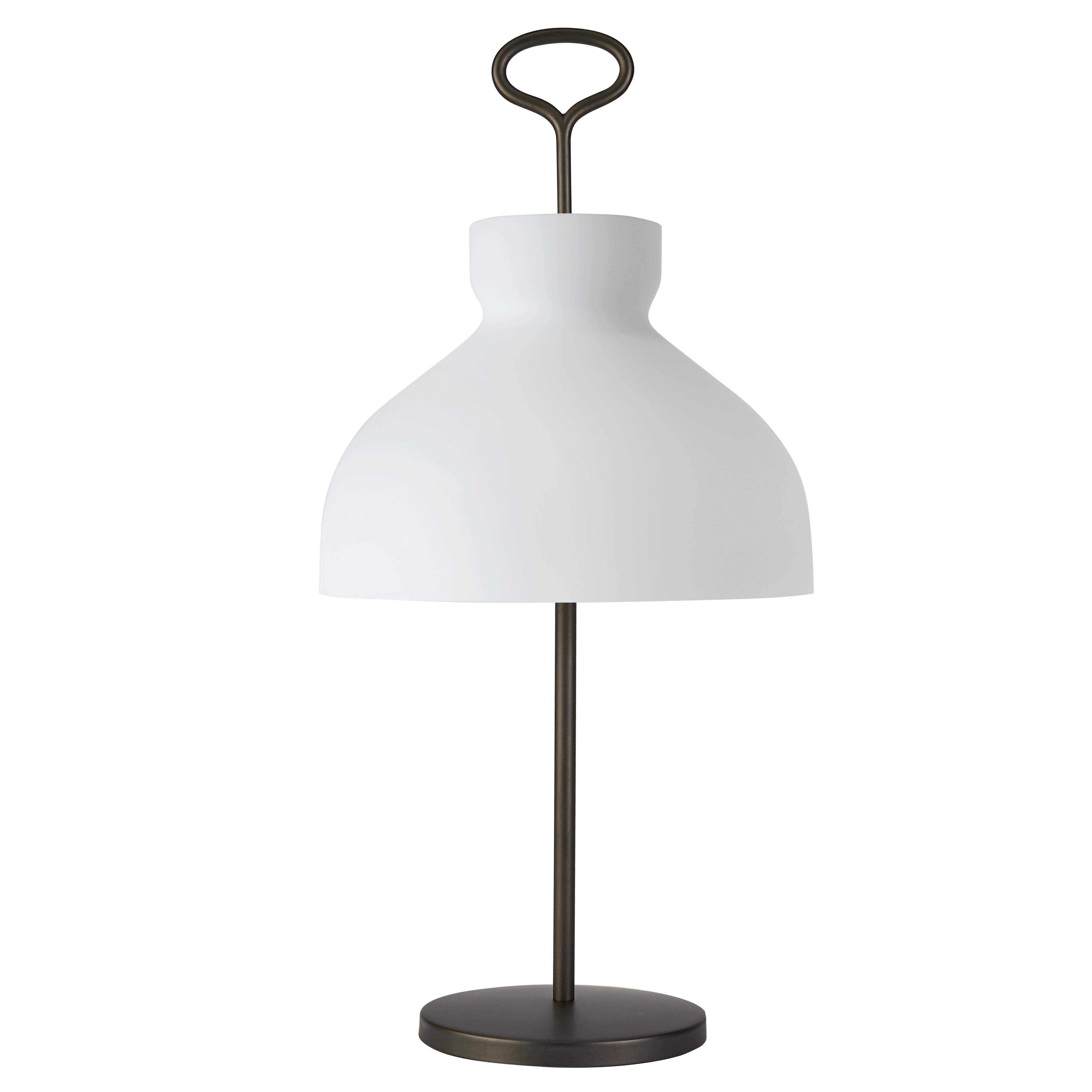 Large Ignazio Gardella 'Arenzano' Table Lamp in Satin Nickel and Glass For Sale 1