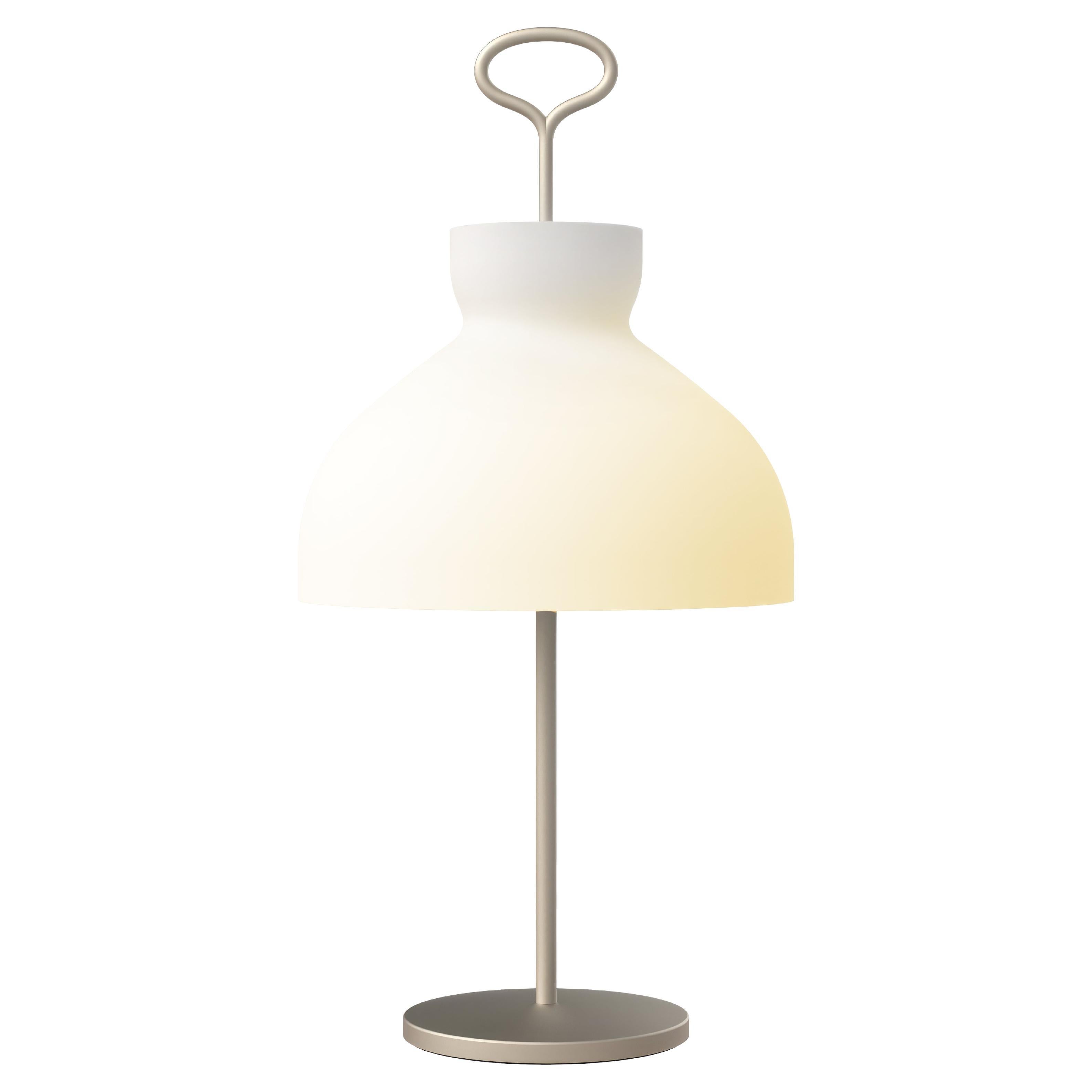 Large Ignazio Gardella 'Arenzano' Table Lamp in Satin Nickel and Glass