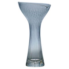 Large Iittala Art Glass Vase with Line Cut Tapio Wirkkala 1950s