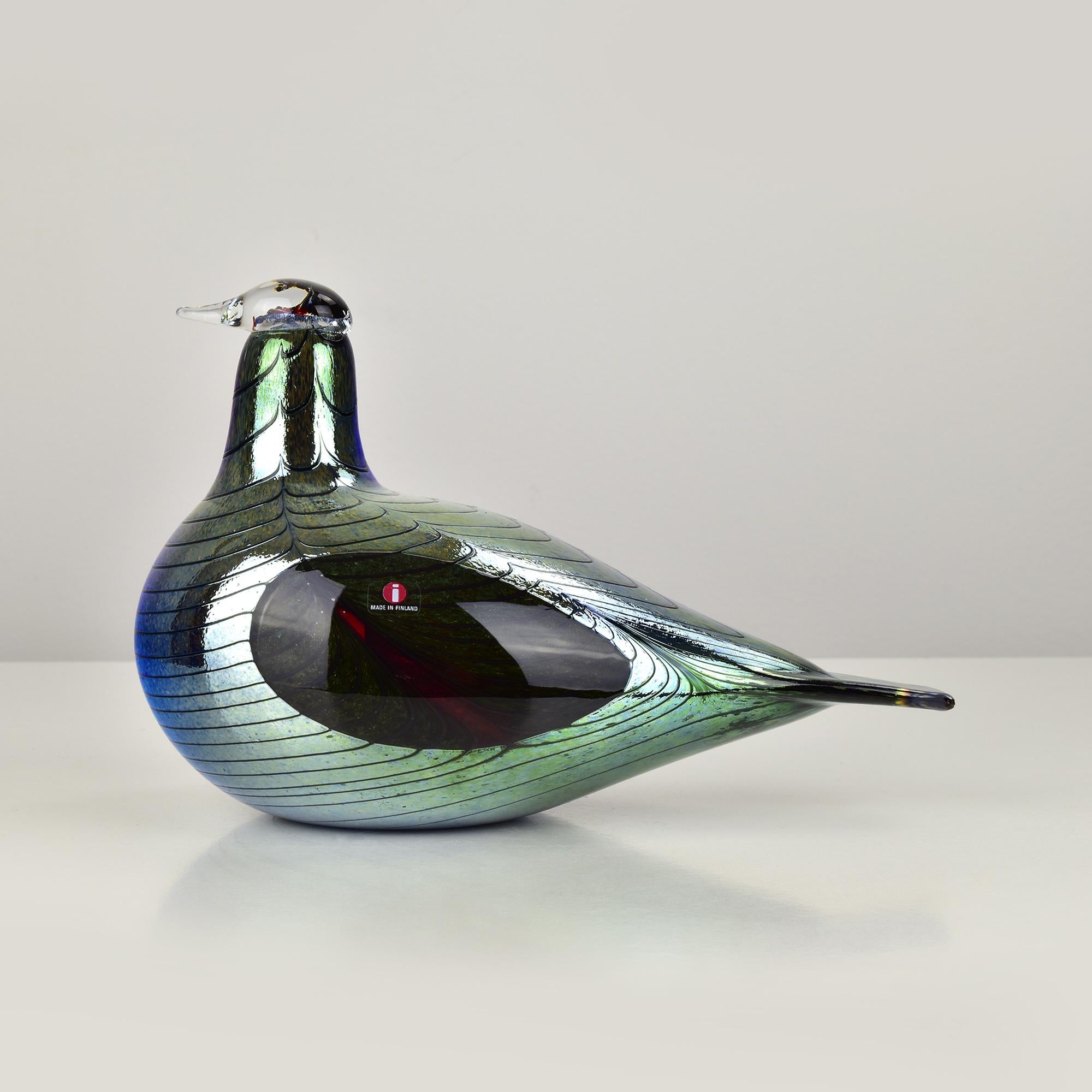 Große Iittala Oiva Toikka Fasan Vogel schillernde Kunstglas-Skulptur (Finnisch) im Angebot