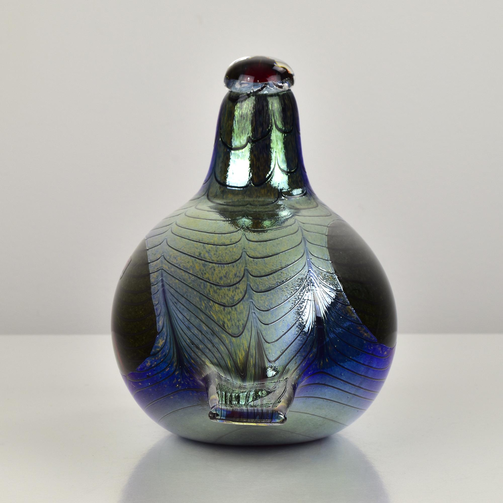 Große Iittala Oiva Toikka Fasan Vogel schillernde Kunstglas-Skulptur (Handgefertigt) im Angebot