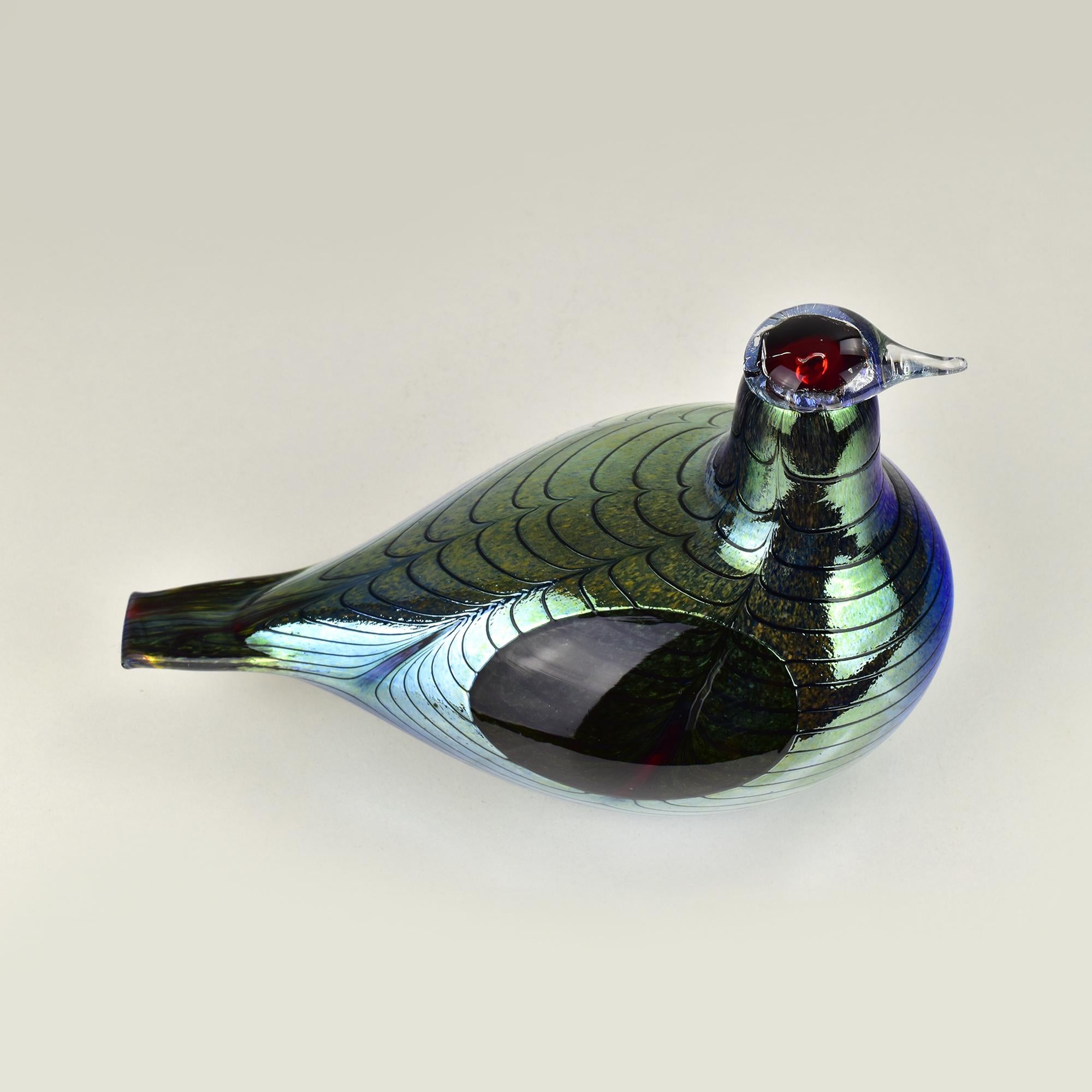 Große Iittala Oiva Toikka Fasan Vogel schillernde Kunstglas-Skulptur (Ende des 20. Jahrhunderts) im Angebot
