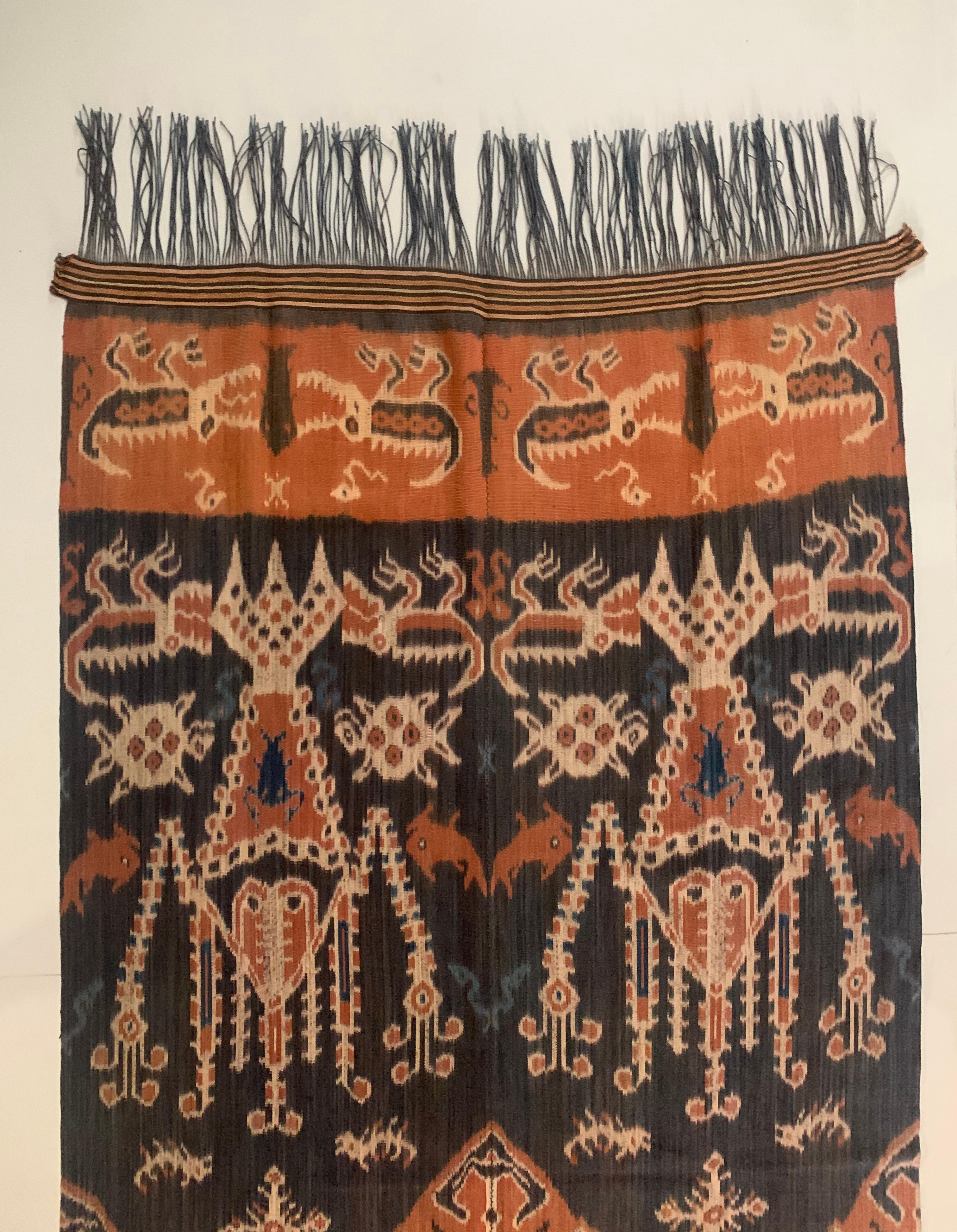 Indonesian Ikat Textile from Sumba Island with Stunning Tribal Motifs, Indonesia