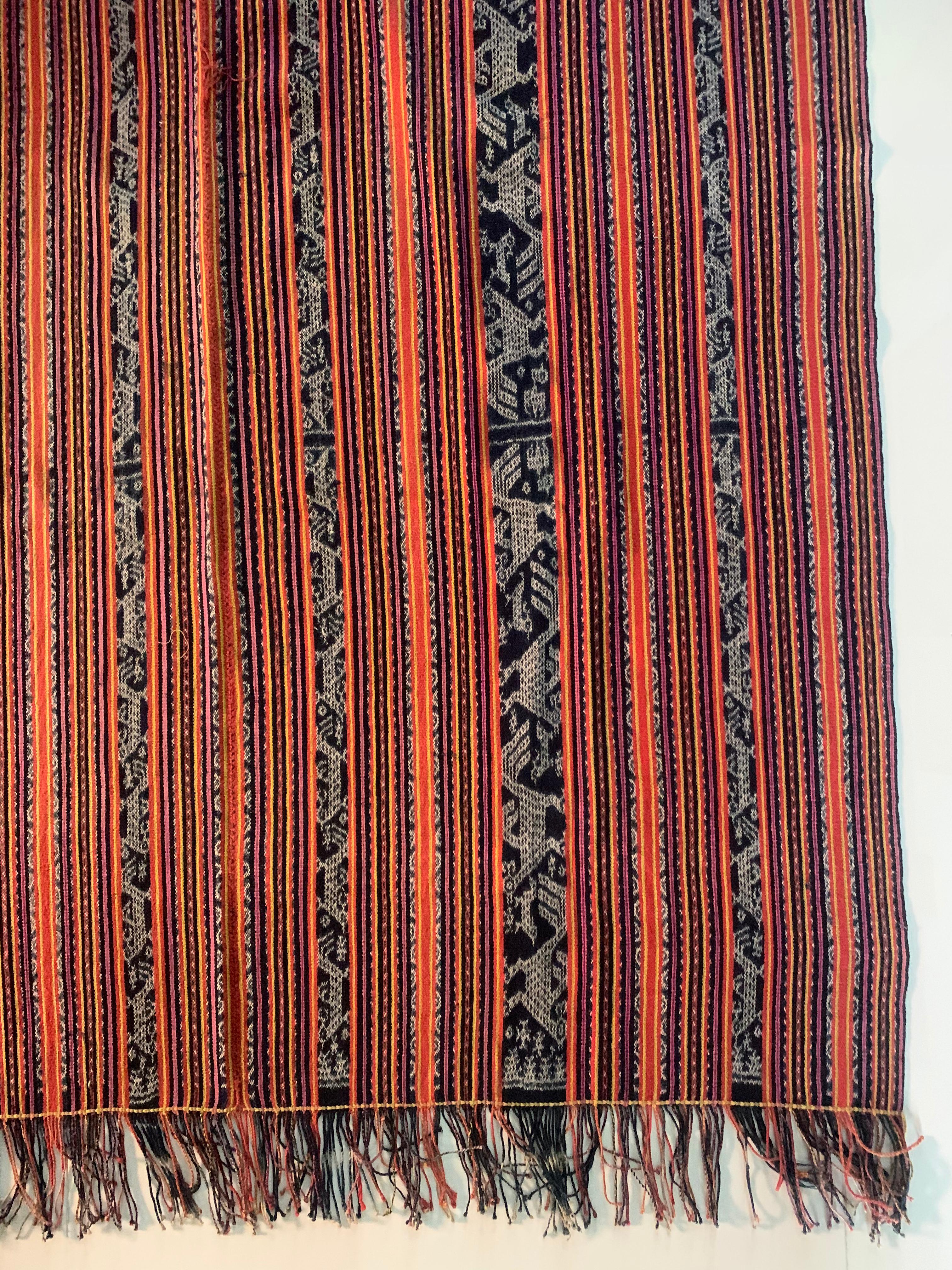 Late 20th Century Ikat Textile from Timor with Stunning Tribal Motifs & Colours, Indonesia