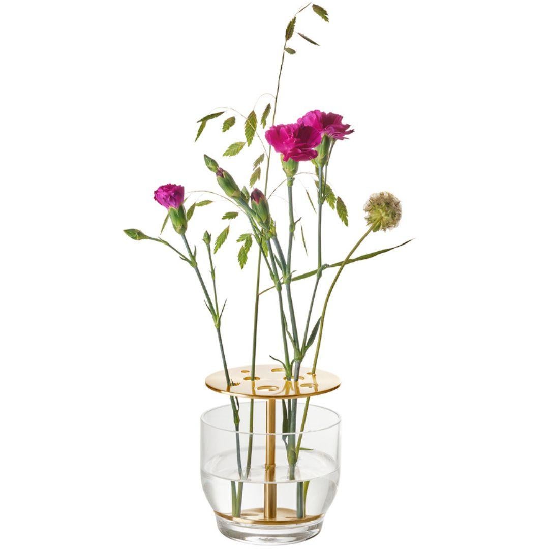Plated Large 'Ikebana' Vase in Mouth-Blown Glass and Brass for Fritz Hansen For Sale