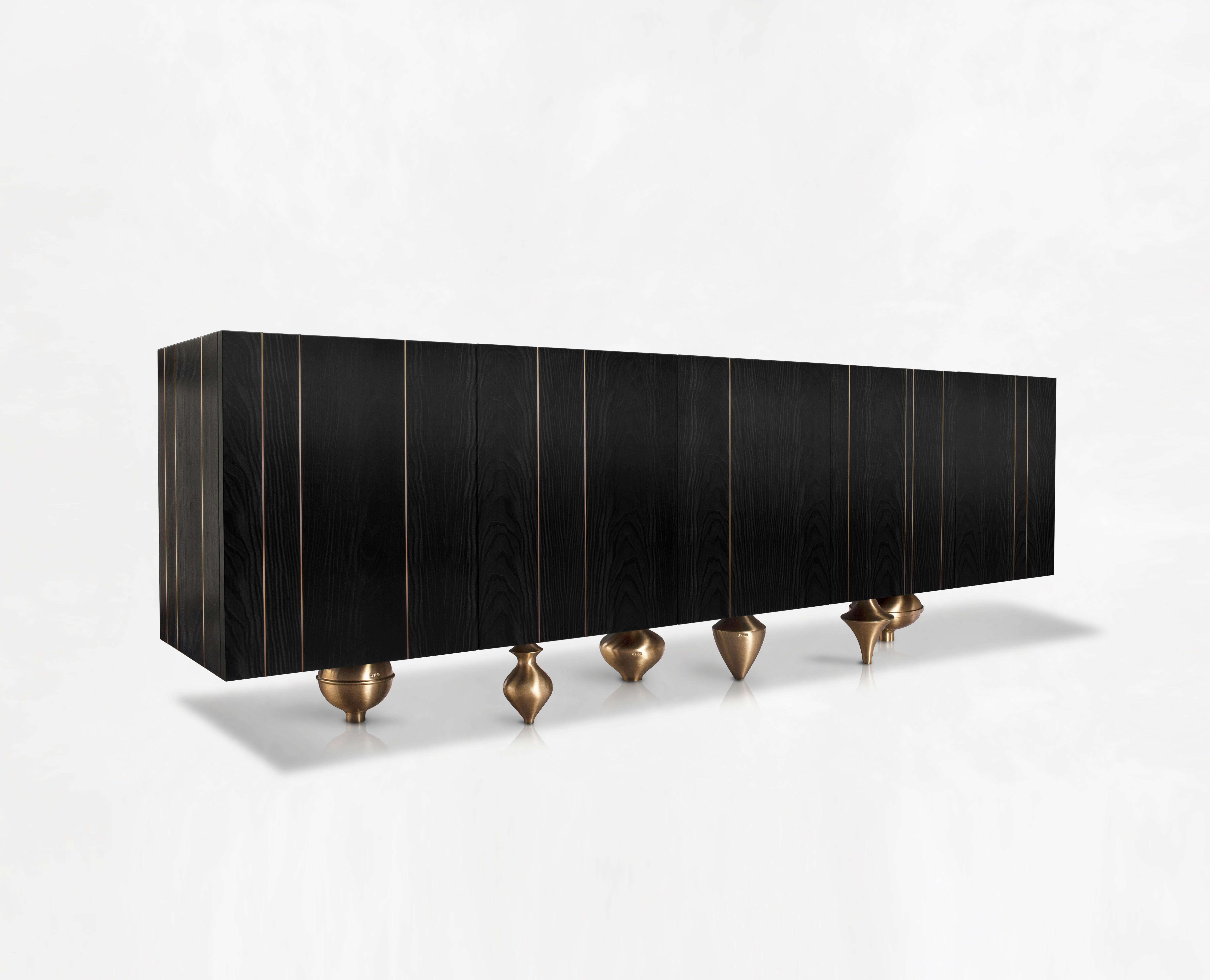 Post-Modern Large Il Pezzo 1 Black Credenza by Il Pezzo Mancante For Sale
