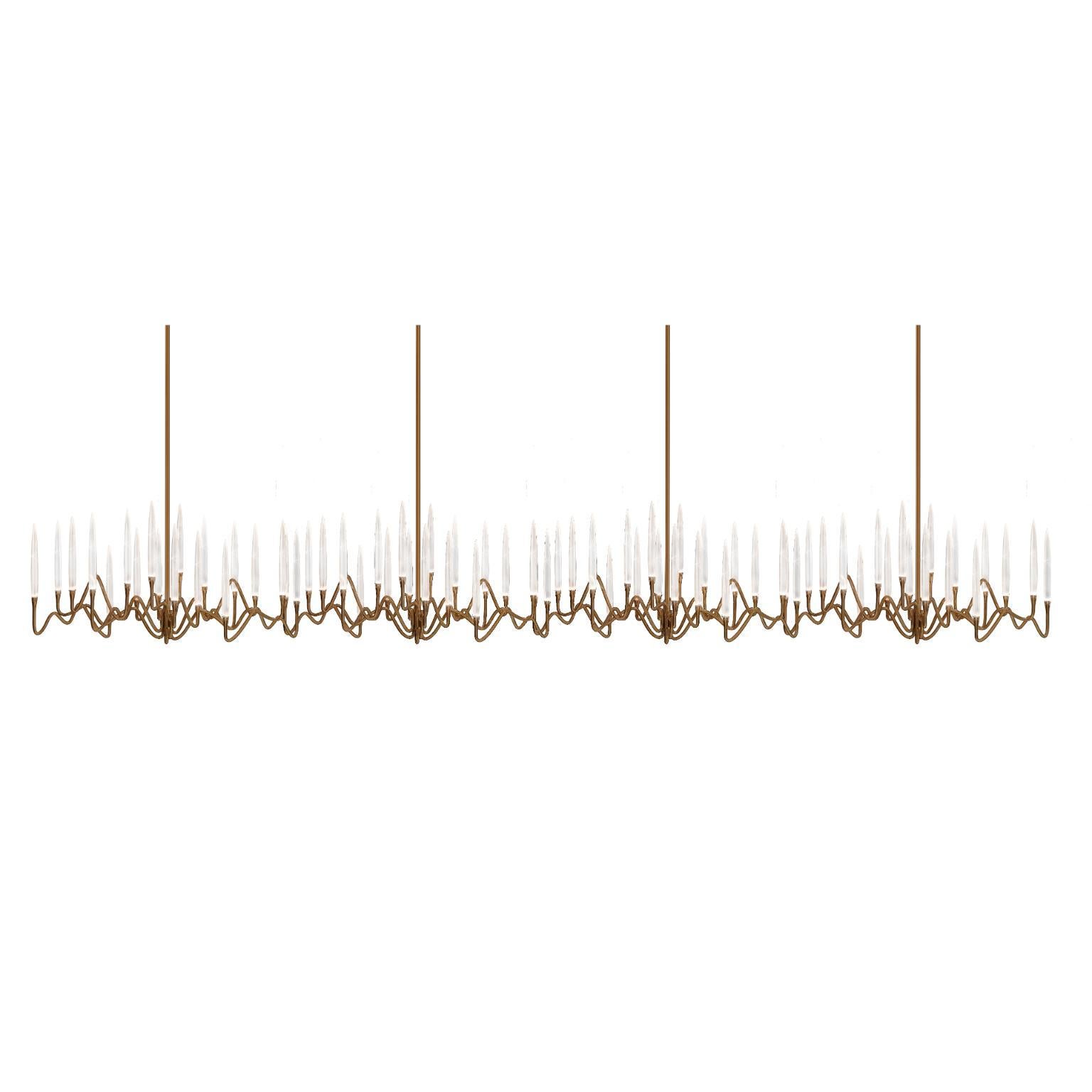 Lampadario medio Il Pezzo 3 Bronze Endless di Il Pezzo Mancante
Dimensioni:  L 375 x P 33 x H 135 cm
Materiali: Oro, ottone satinato, bronzo, nichel

Disponibile anche in bronzo satinato, ottone e nichel dorato. 

Il Pezzo Mancante è nato nel 2010,