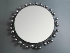 Large illuminated 1960s Space Age chrome wall mirror by Cosack