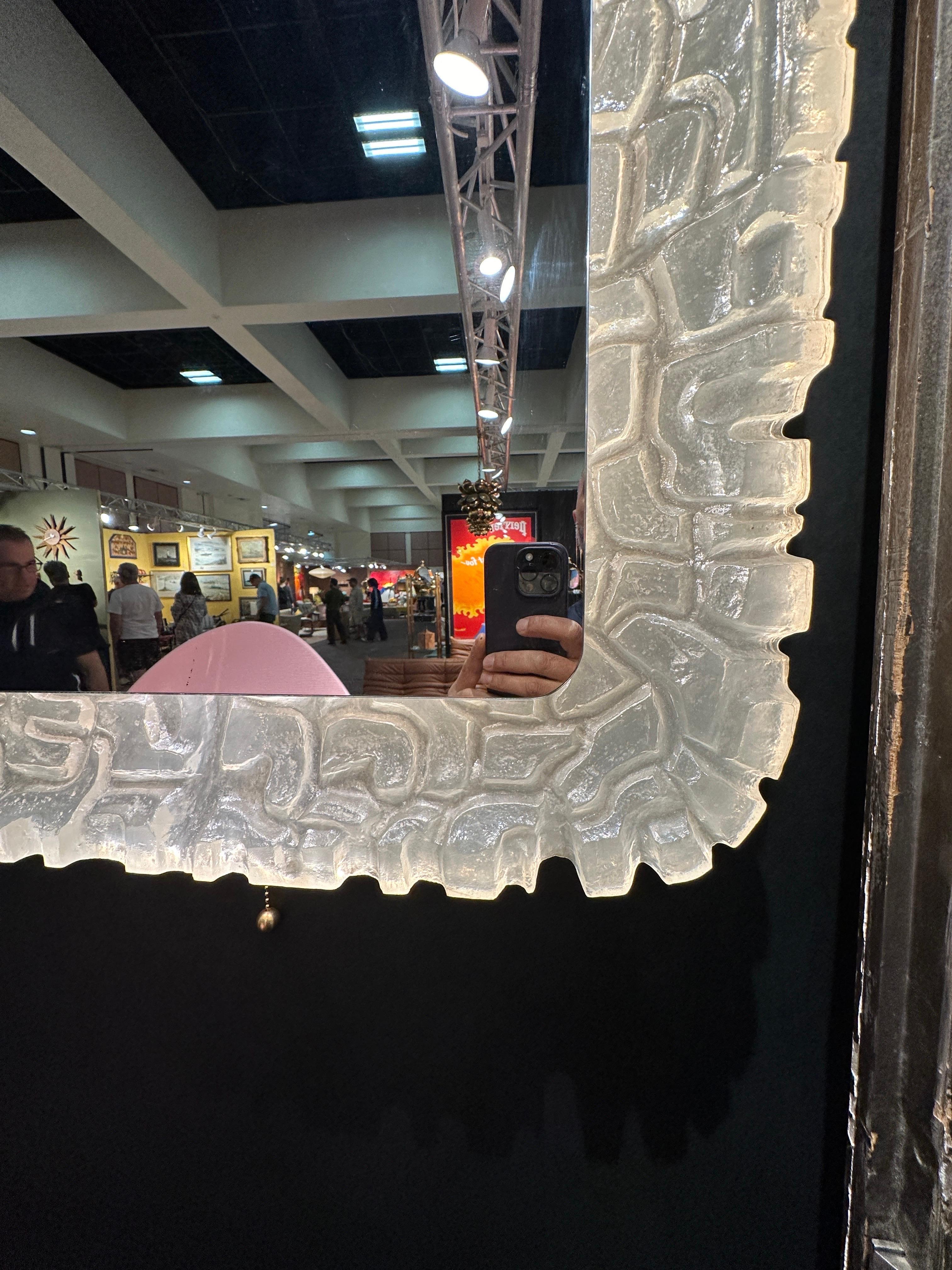 Mid-Century Modern Large Illuminated Acrylic Mirror  For Sale