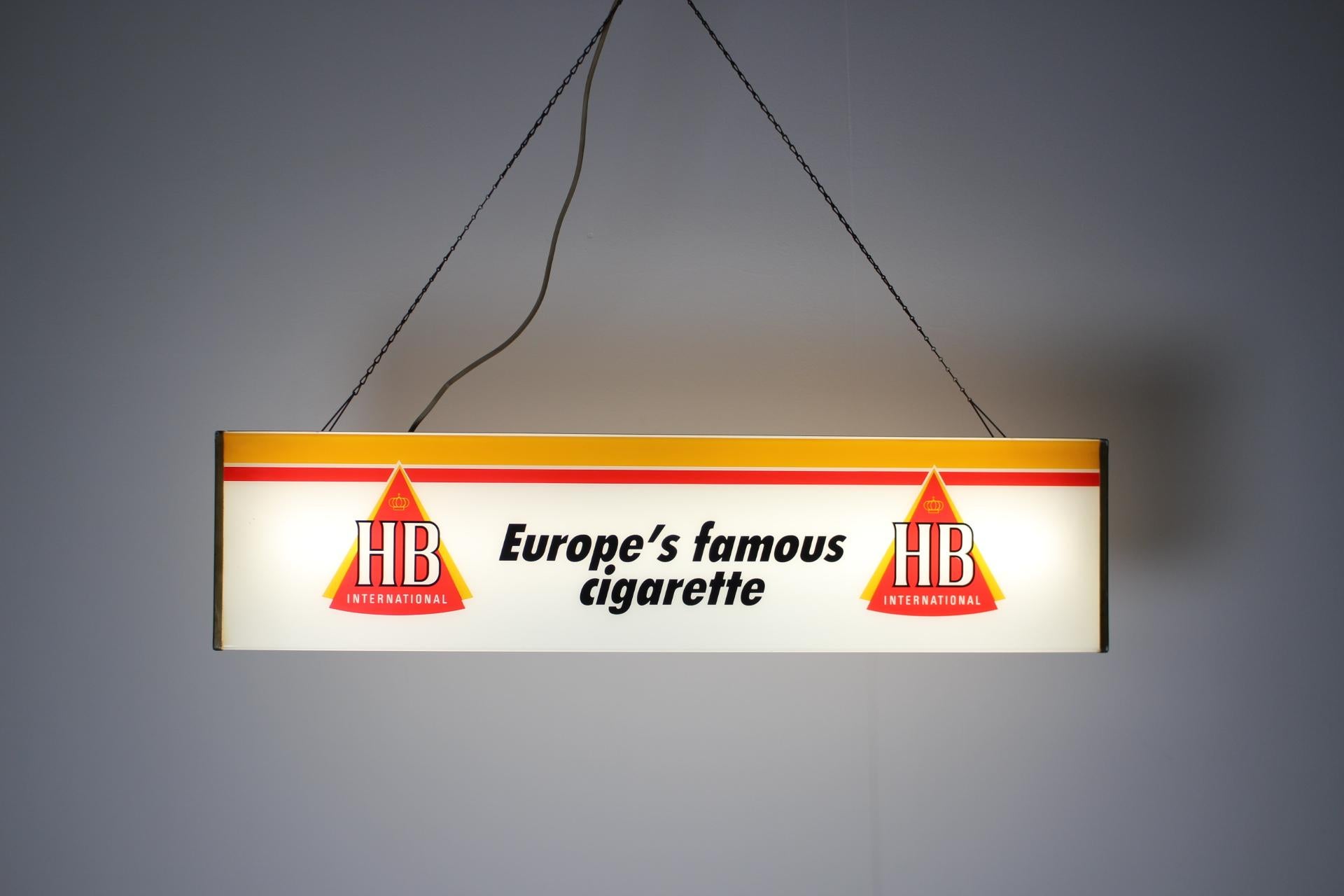 Large Illuminated Advertisement for HB cigarettes, 1970s For Sale 1
