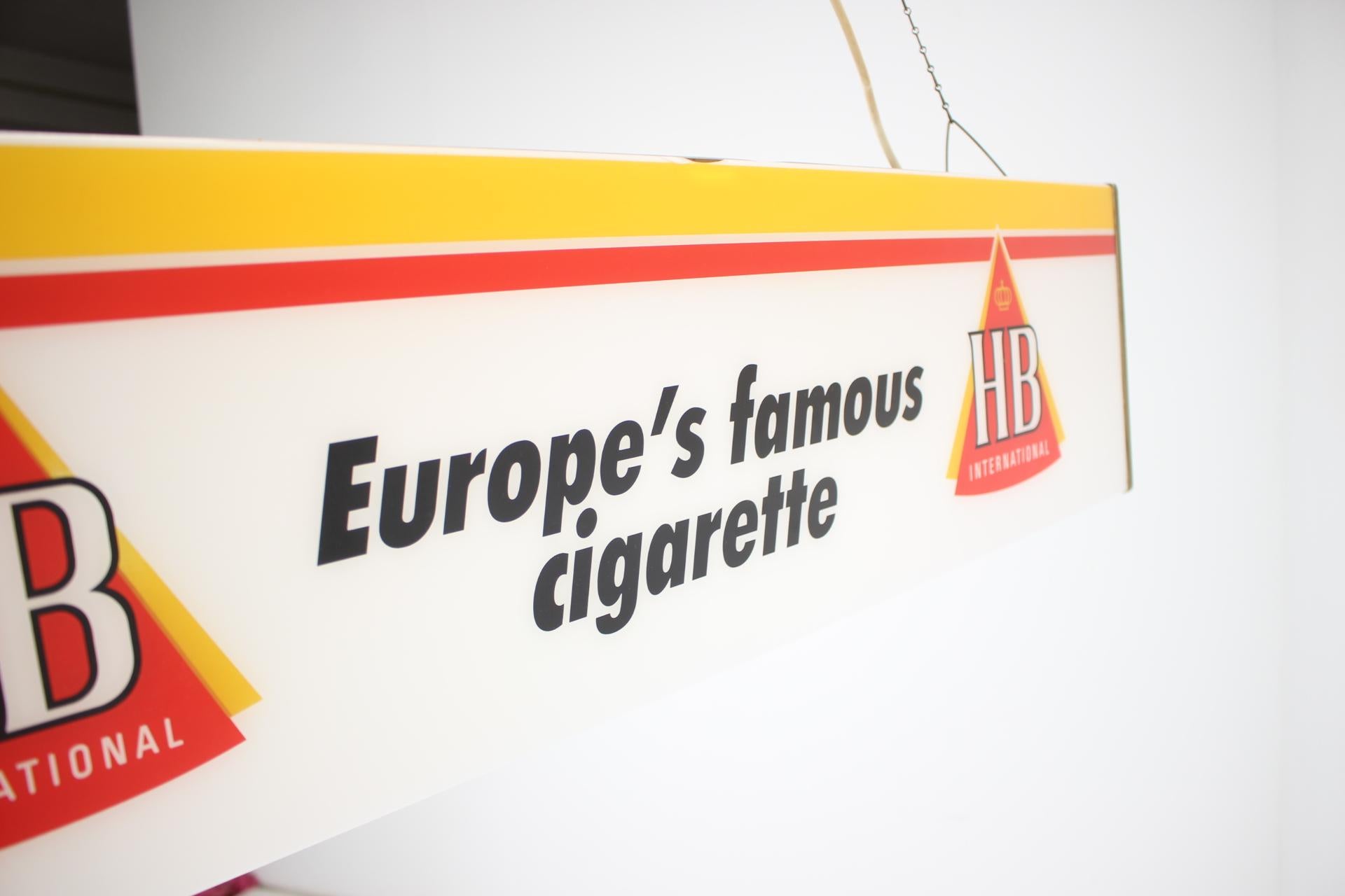 Large Illuminated Advertisement for HB cigarettes, 1970s In Good Condition For Sale In Praha, CZ