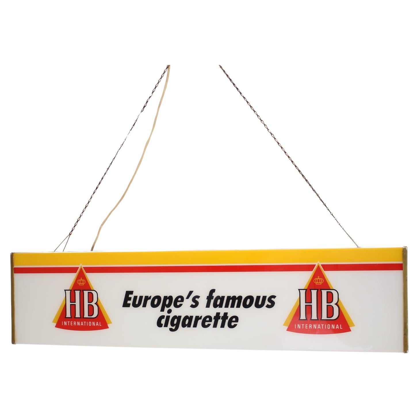 Large Illuminated Advertisement for HB cigarettes, 1970s For Sale