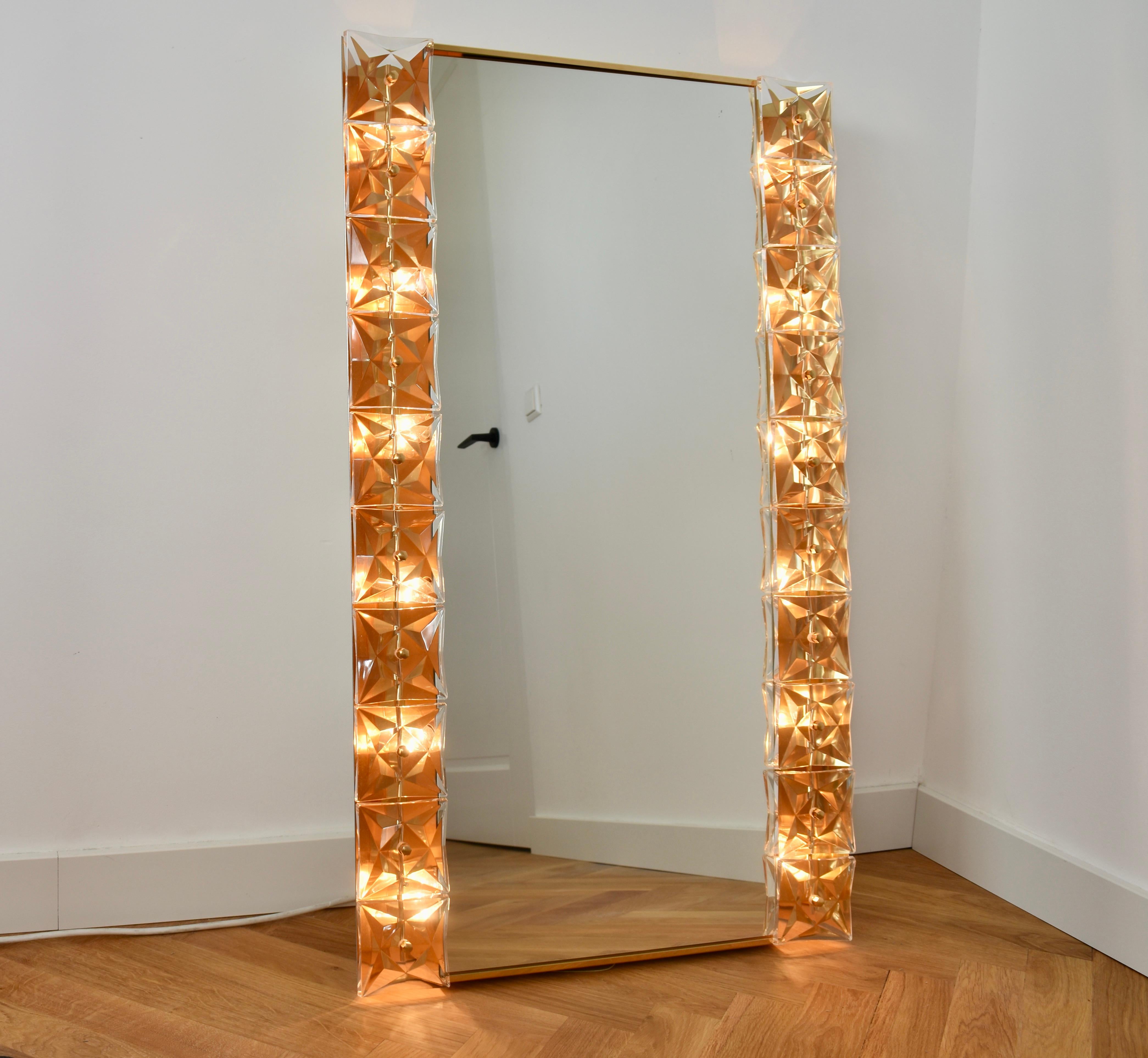 Hollywood Regency Large Illuminated Crystal Mirror from Kinkeldey, 1970s For Sale