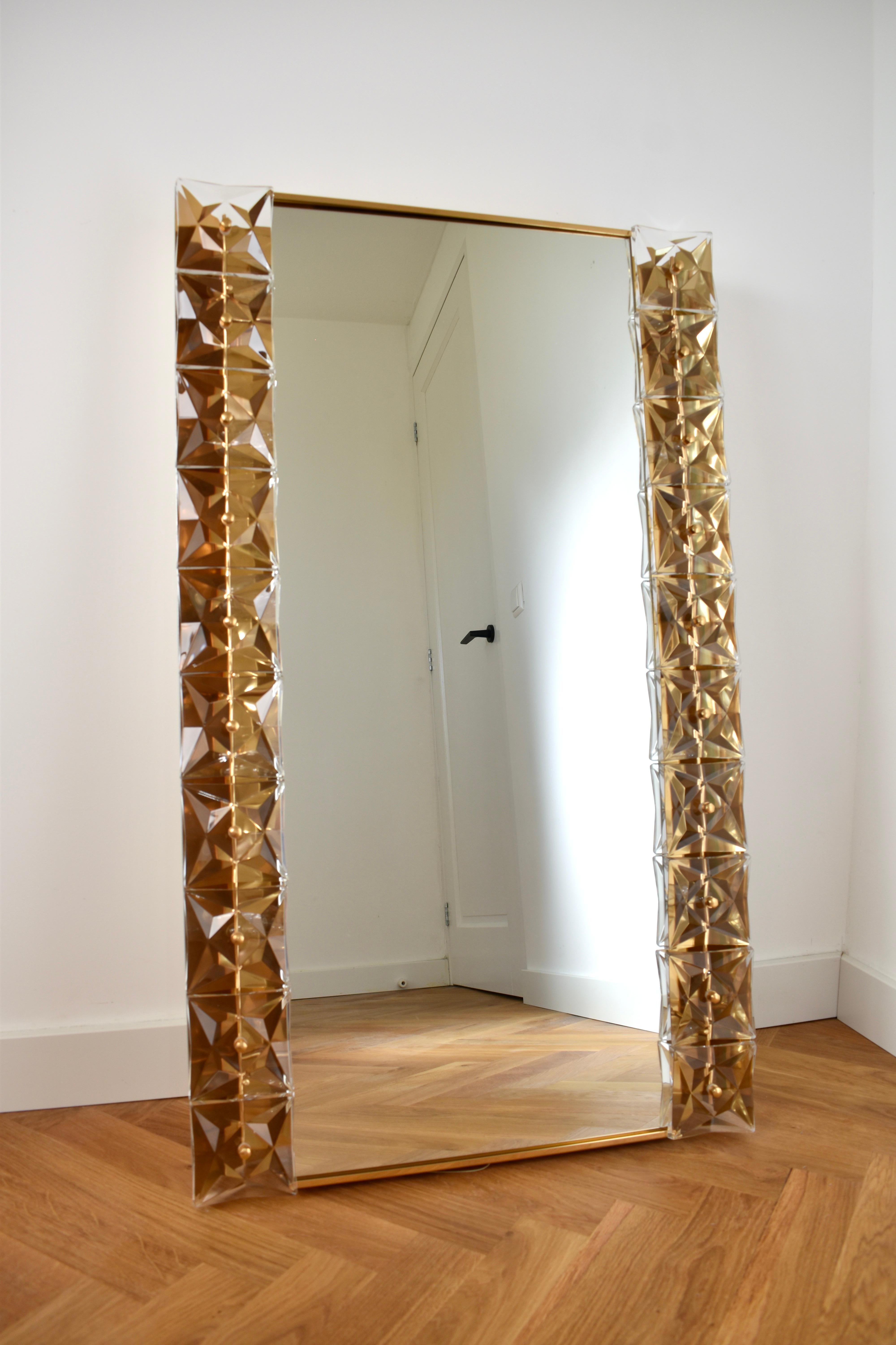 German Large Illuminated Crystal Mirror from Kinkeldey, 1970s For Sale