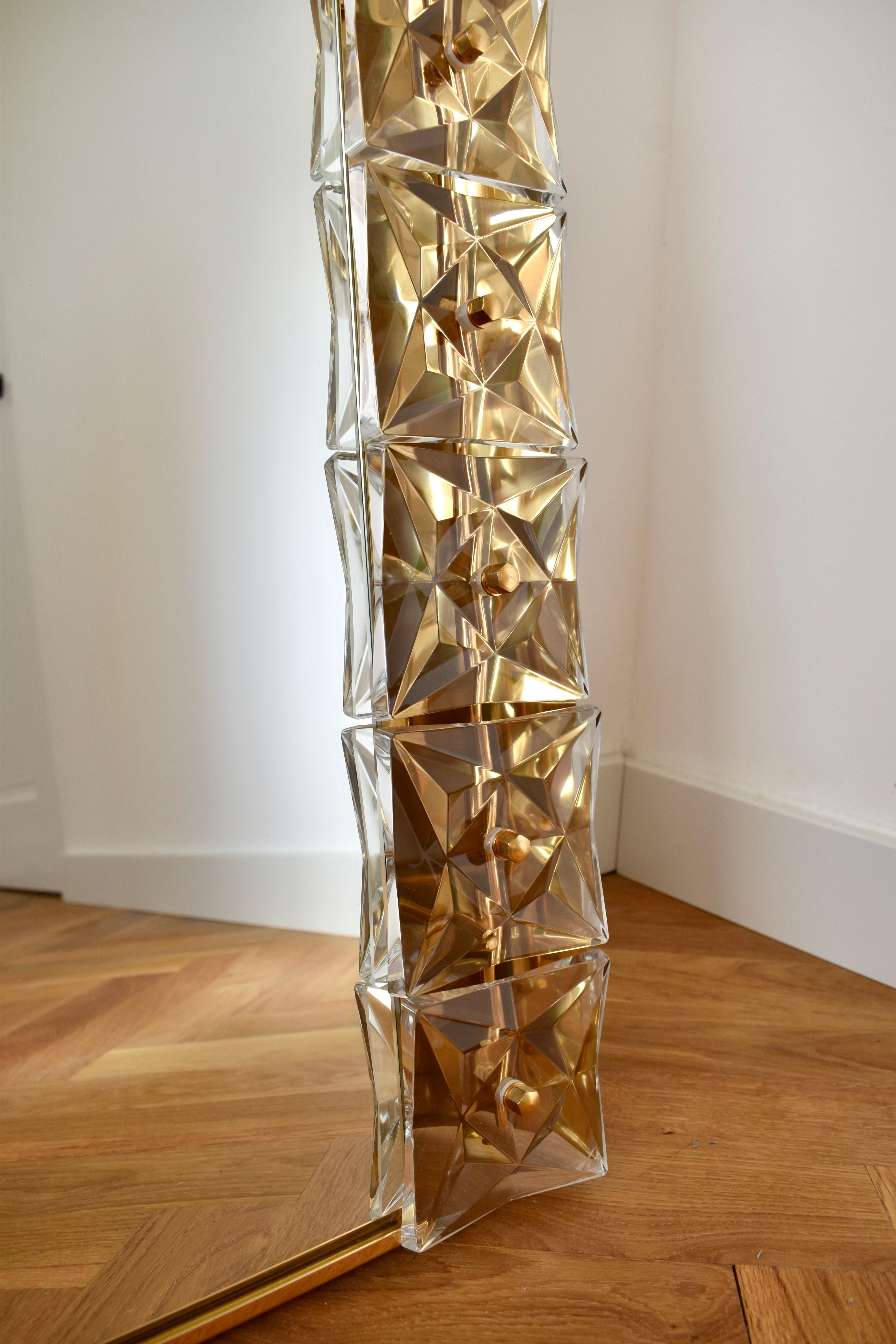 Metal Large Illuminated Crystal Mirror from Kinkeldey, 1970s For Sale