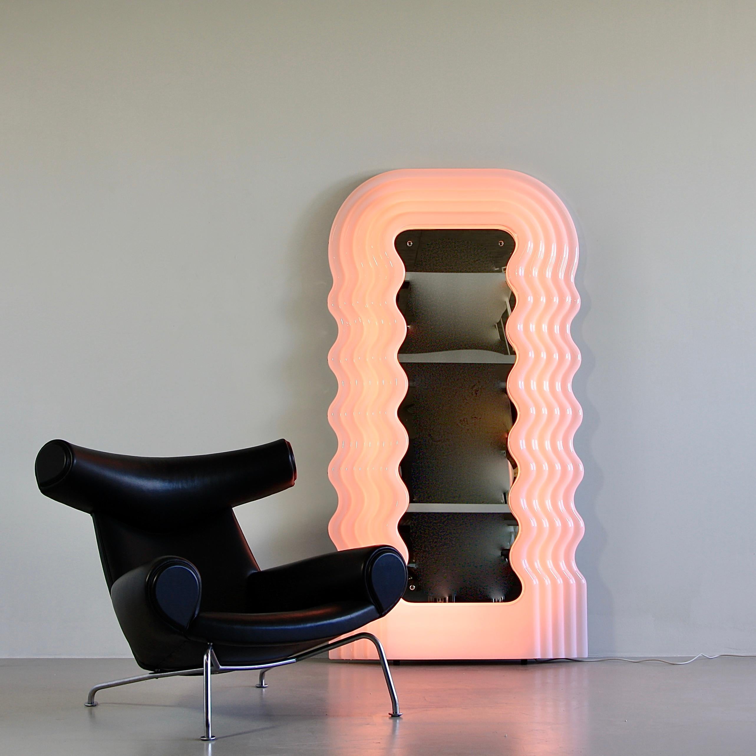 Italian Large Illuminated Floor Mirror by Ettore Sottsass