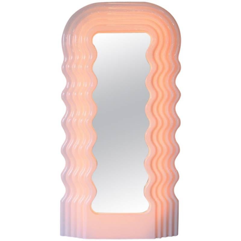 Grand miroir de sol éclairé d'Ettore Sottsass en vente