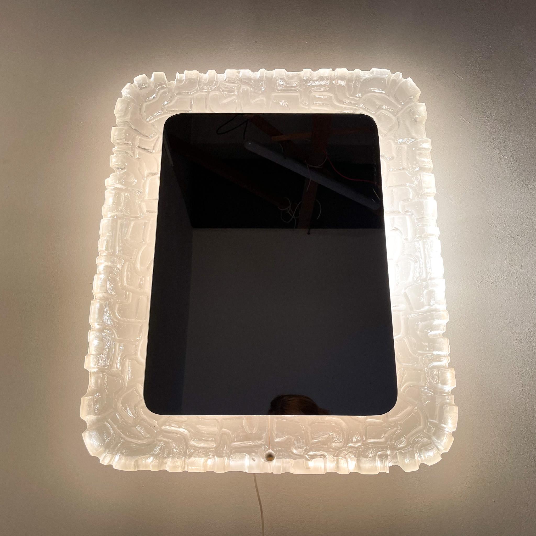 Large Illuminated Mirror by Erco Lucite, 1970s For Sale 5