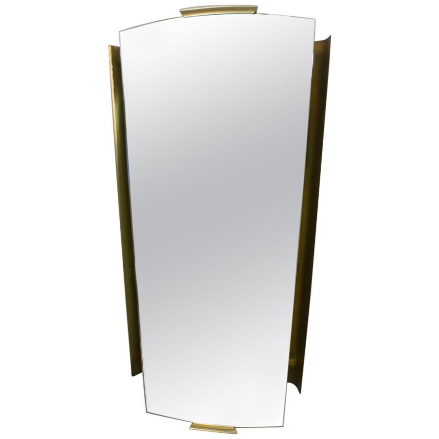 Brass Illuminated Wall Mirror by Ernest Igl for Hillebrand, Germany 1950s For Sale