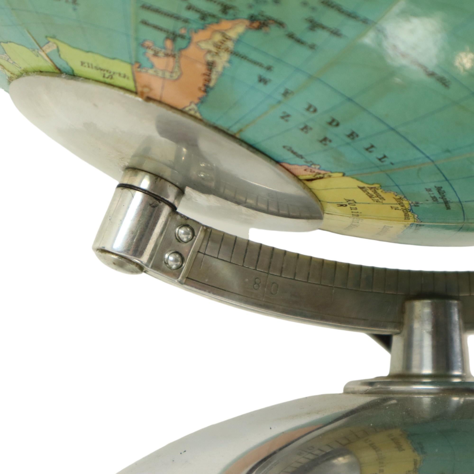 Large Illuminated World Globe Lamp Columbus Fifties For Sale 7