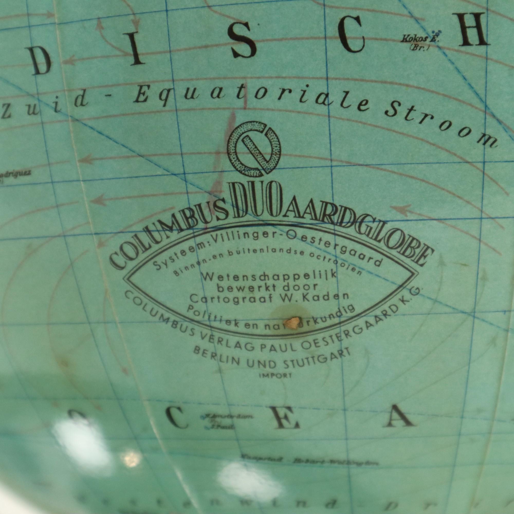 Large Illuminated World Globe Lamp Columbus Fifties For Sale 3
