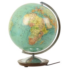 Large Illuminated World Globe Lamp Columbus Fifties