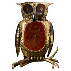Large Illuminating Owl Clock/Sculpture by Richard and Isabelle Faure