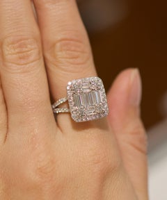 Large Illusion Set 2.03 Carats Diamond Ring '74 Diamonds' 18 Karat Gold