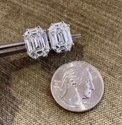Large Illusion set Natural Diamond Stud Earrings in 18k White Gold