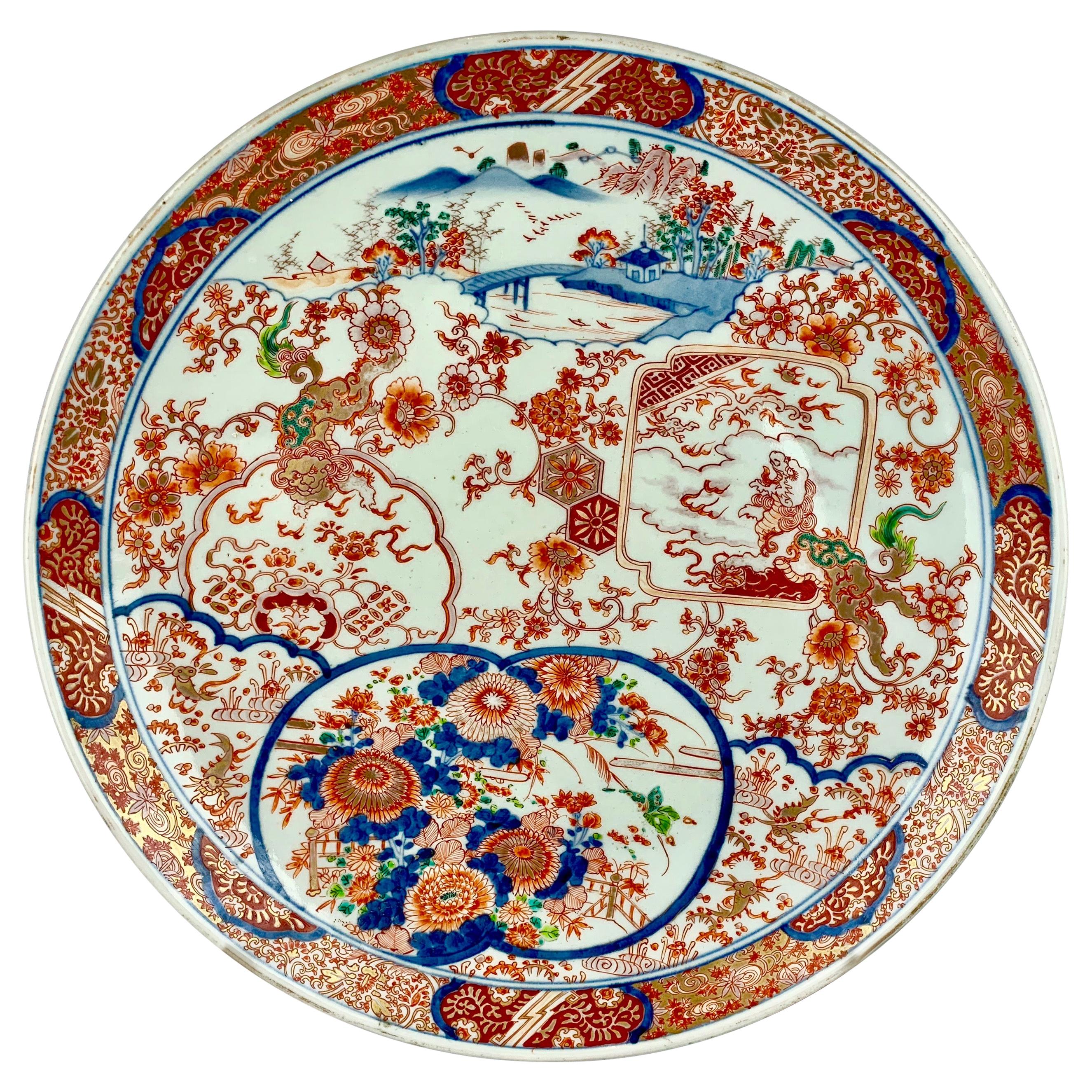 Imari Porcelain Charger-Japan, Meiji Period-18.25" Diameter For Sale