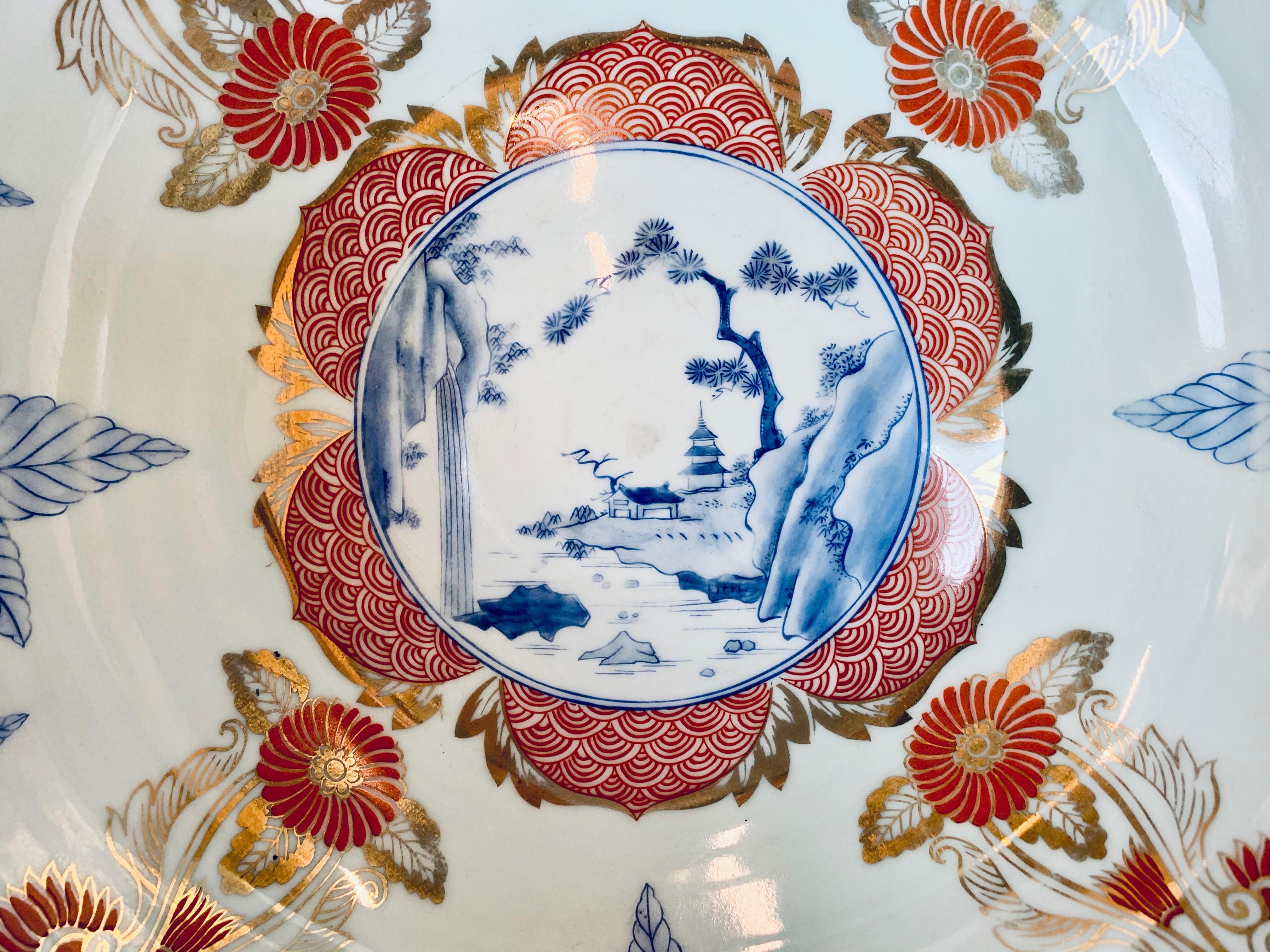 Enamel Japanese Meiji Period Porcelain Imari Punchbowl