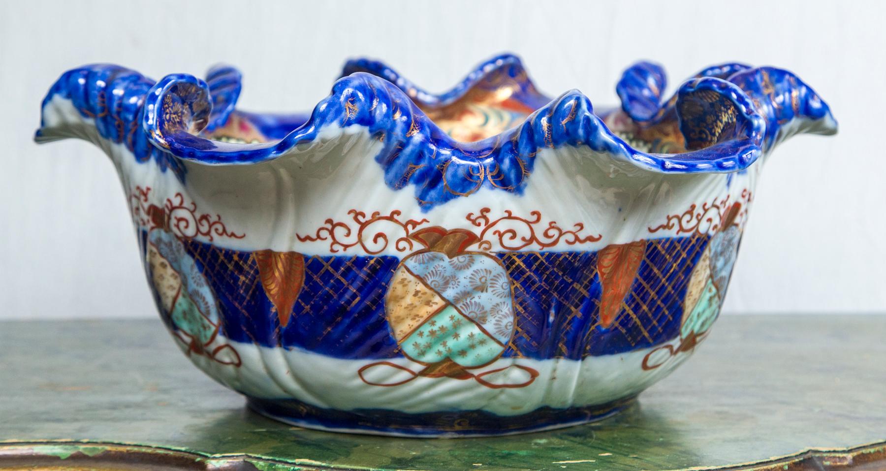 Porcelain Large Kutani Style Japanese Bowl For Sale