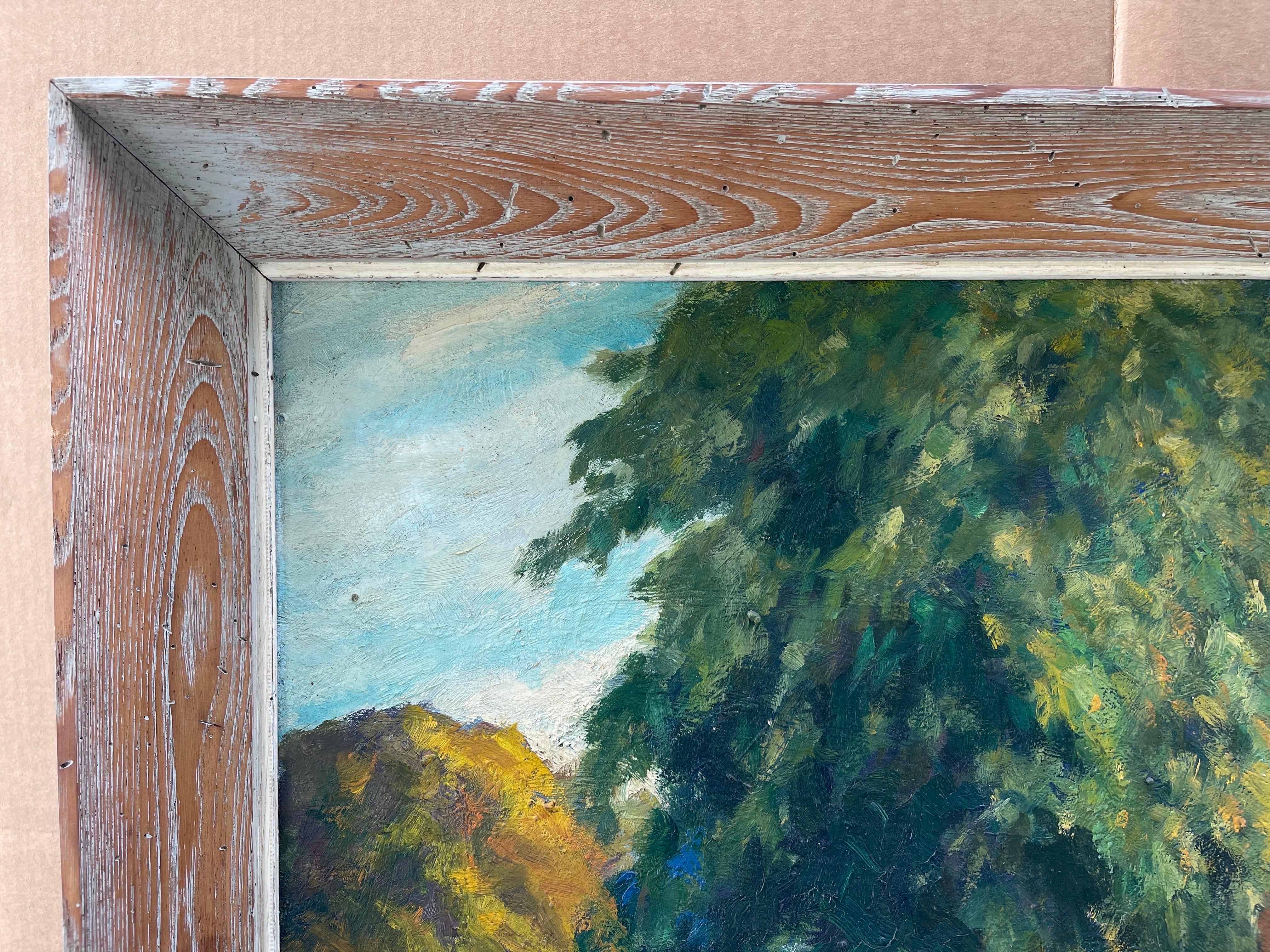 Grande dipinto di paesaggio ad impasto su tavola in vendita 8