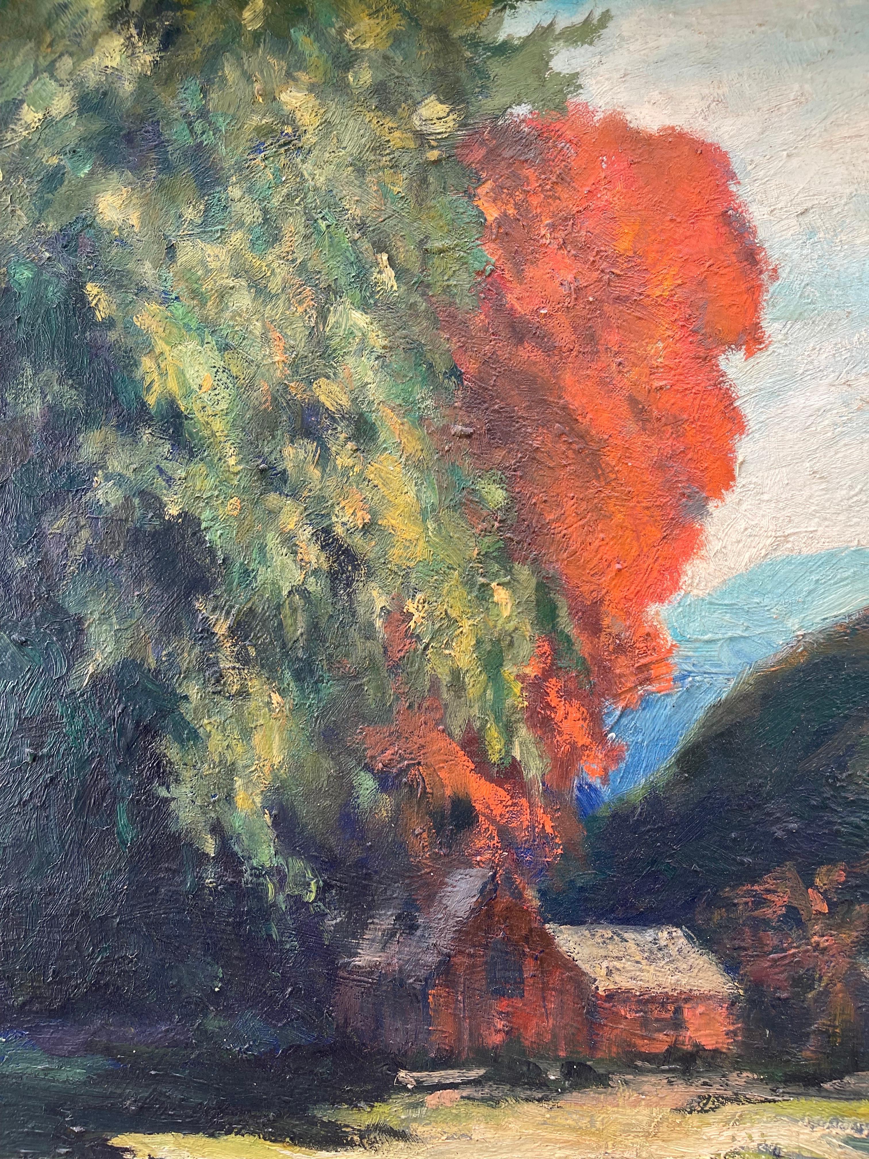 Grande dipinto di paesaggio ad impasto su tavola in vendita 3