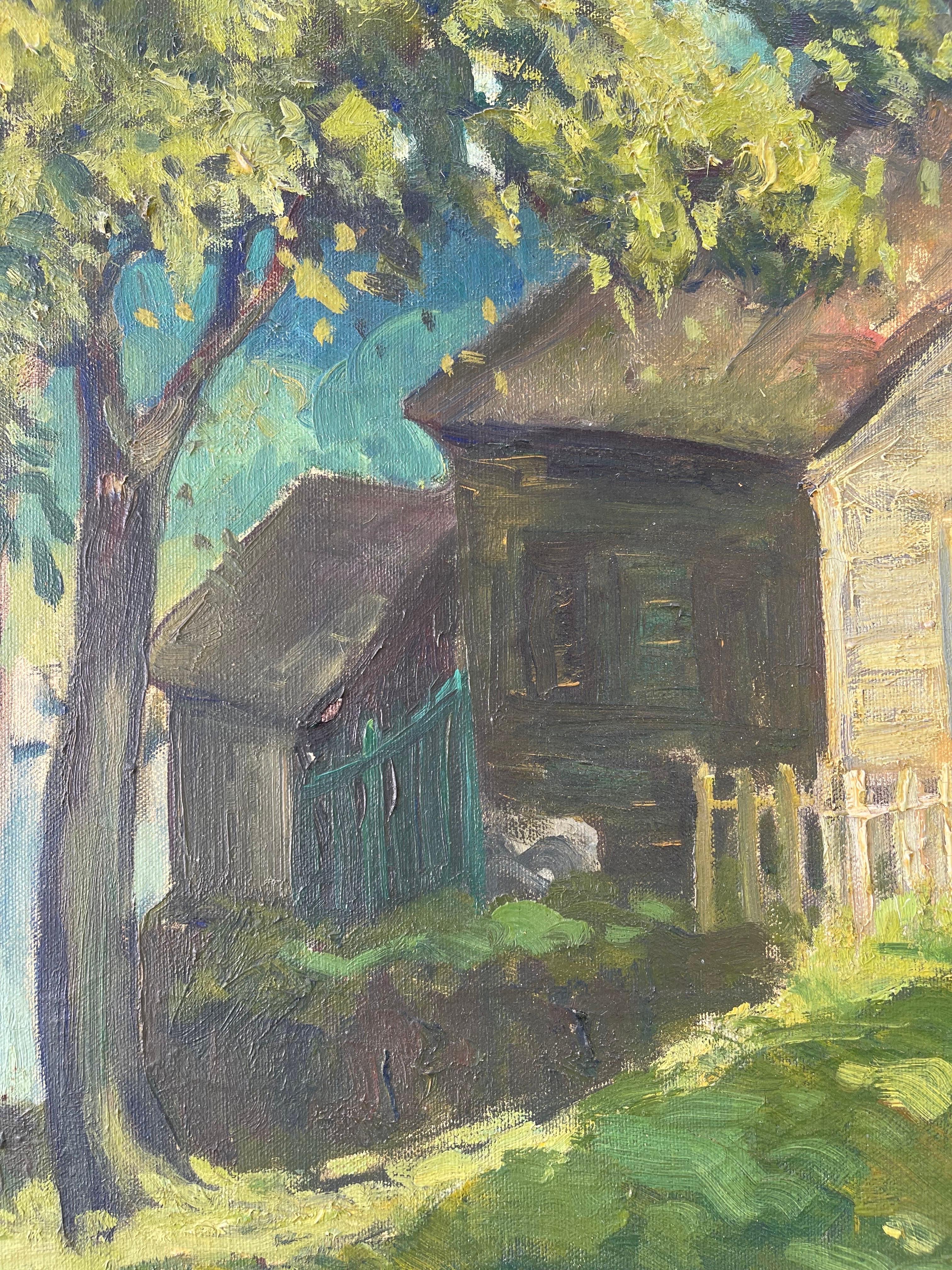 Large Impasto Painting of House on the Water by Lephe Kingsley Holden en vente 5
