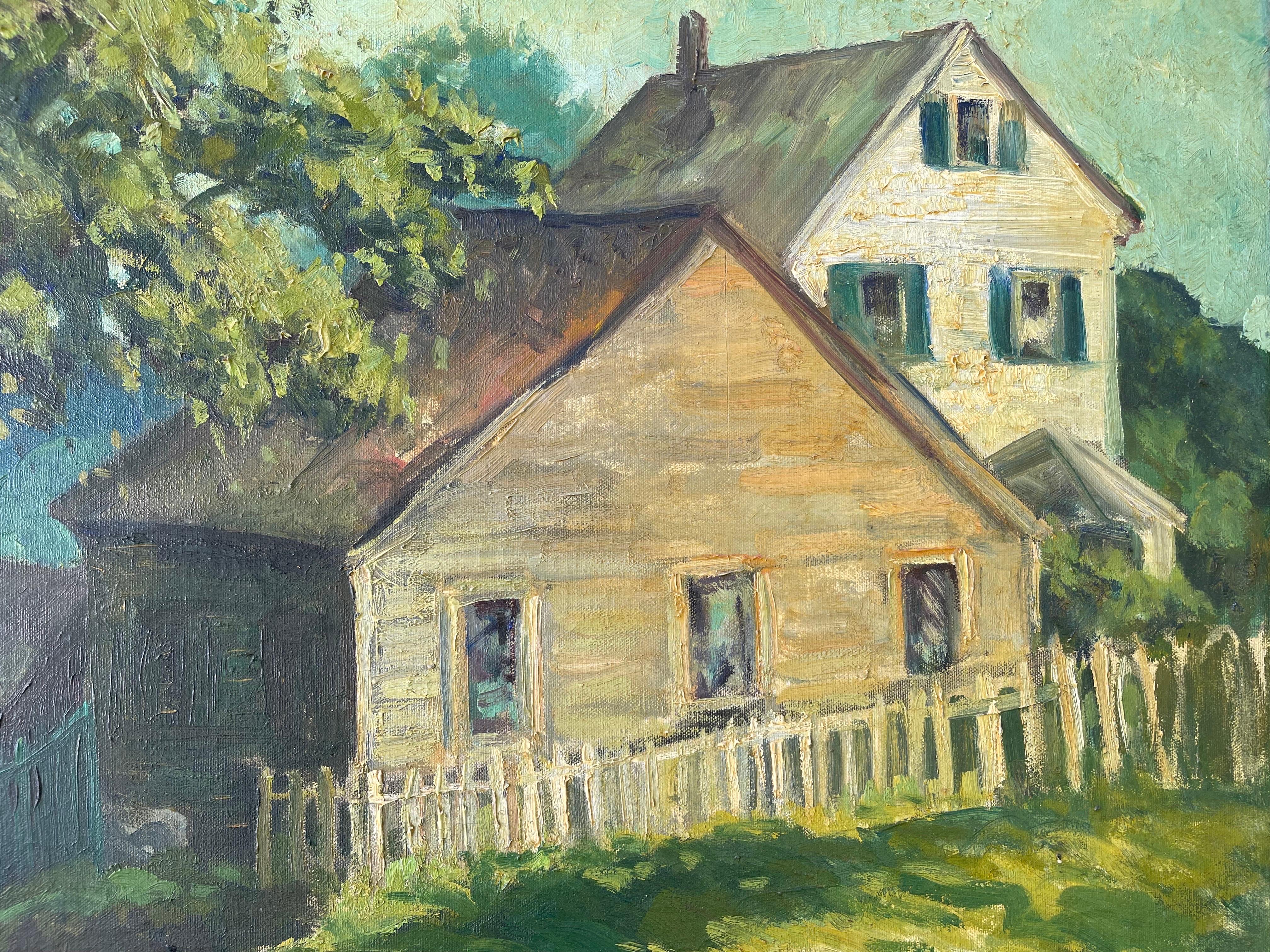 Large Impasto Painting of House on the Water by Lephe Kingsley Holden en vente 2