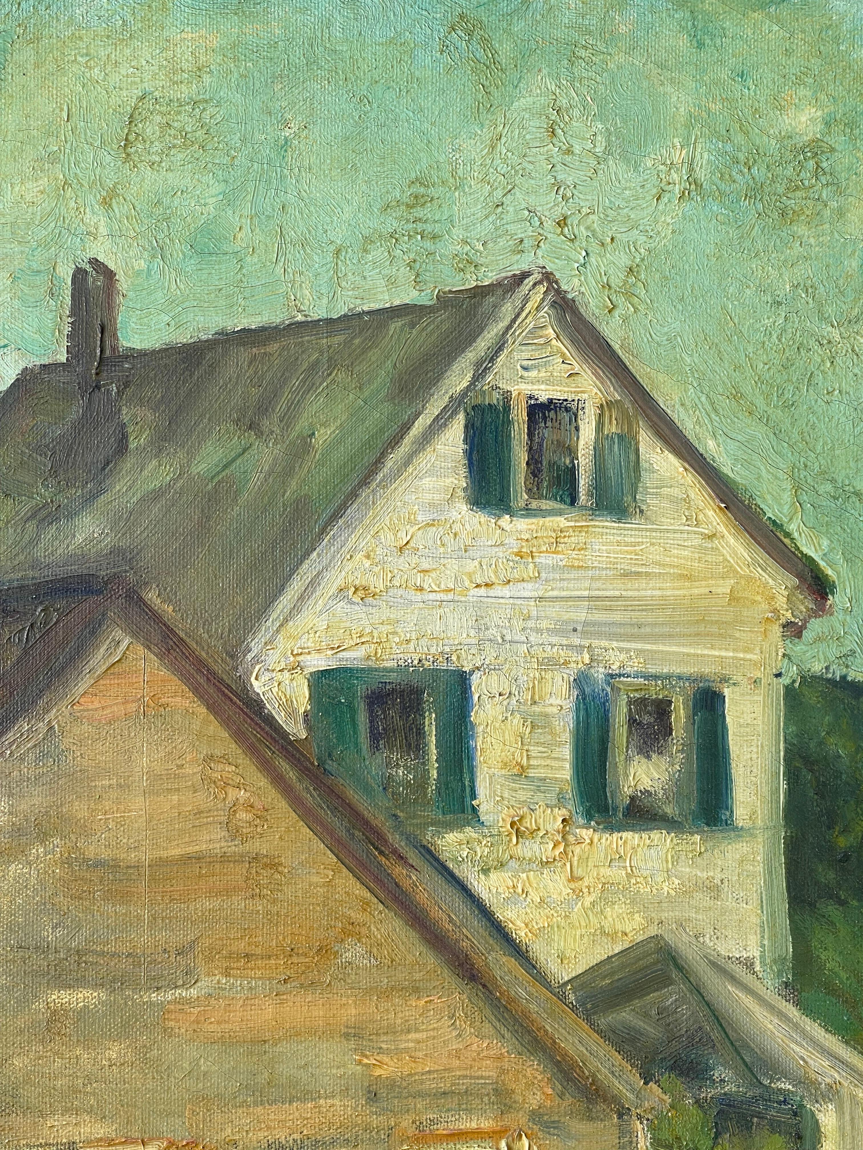 Large Impasto Painting of House on the Water by Lephe Kingsley Holden en vente 3