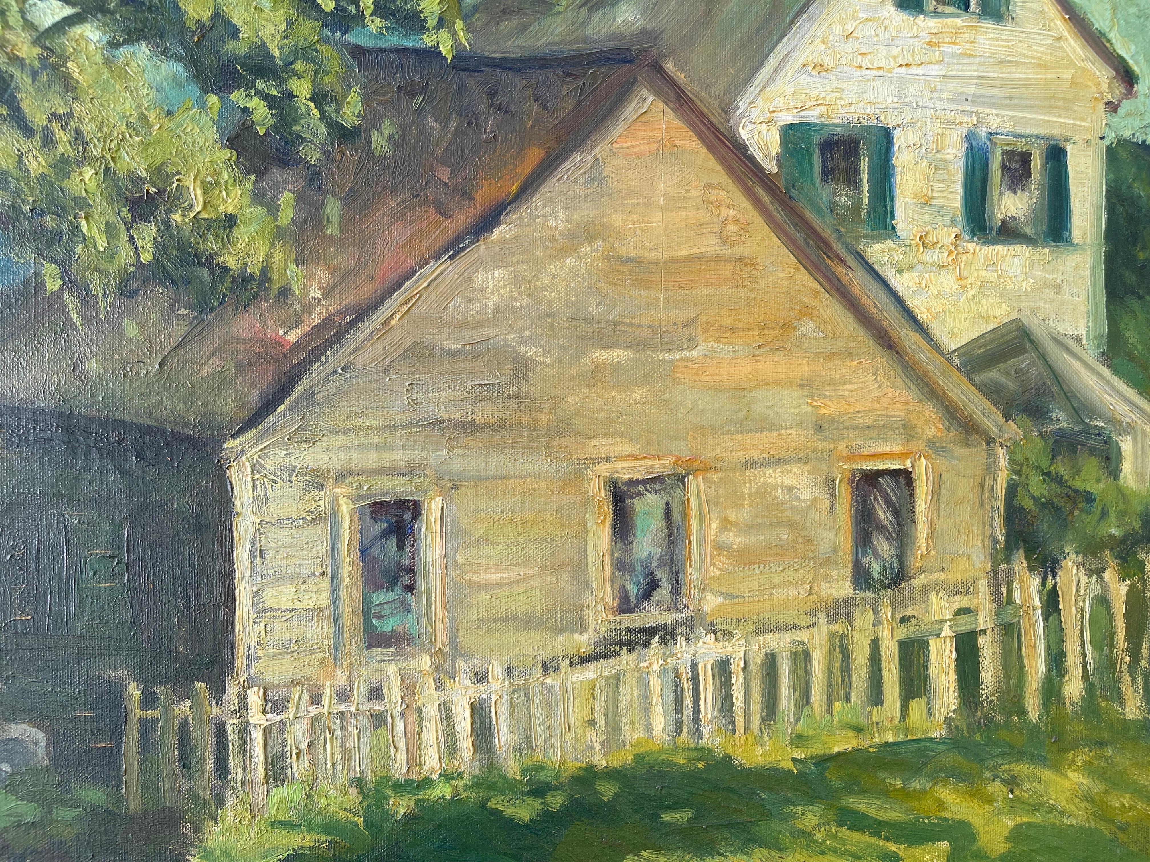 Large Impasto Painting of House on the Water by Lephe Kingsley Holden en vente 4