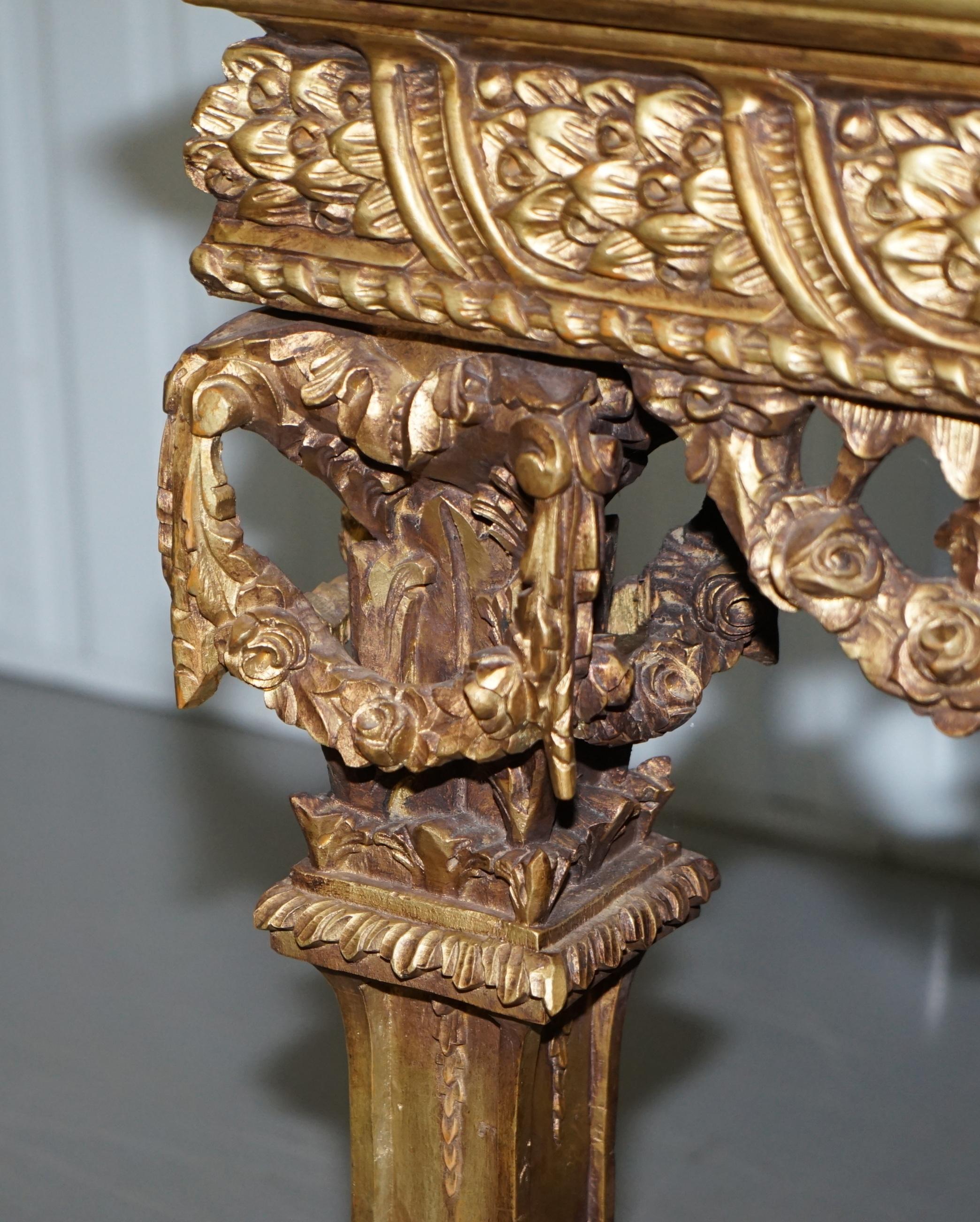 Large Important 19th Century Continetal Carved Giltwood and Marble Centre Table For Sale 6