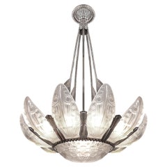 Large Important French High Style Art Deco Chandelier by Georges LELEU